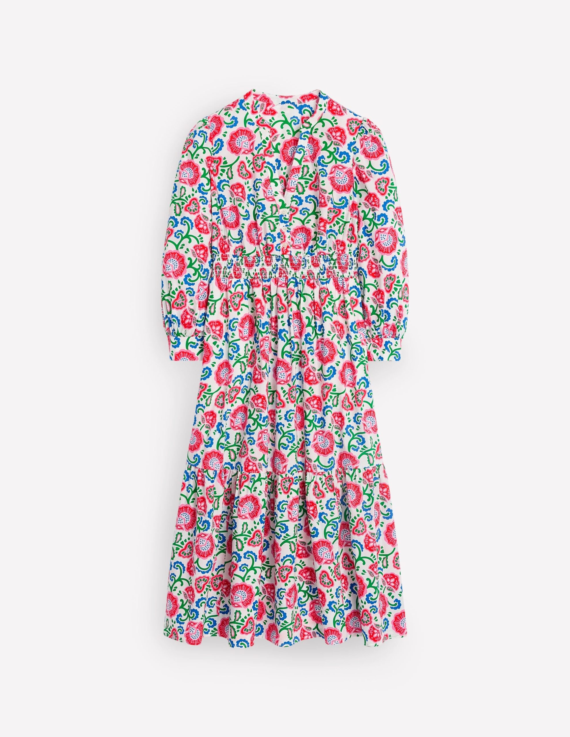 Elena Tiered Cotton Midi Dress-Ivory. Garden Vine - Image 6
