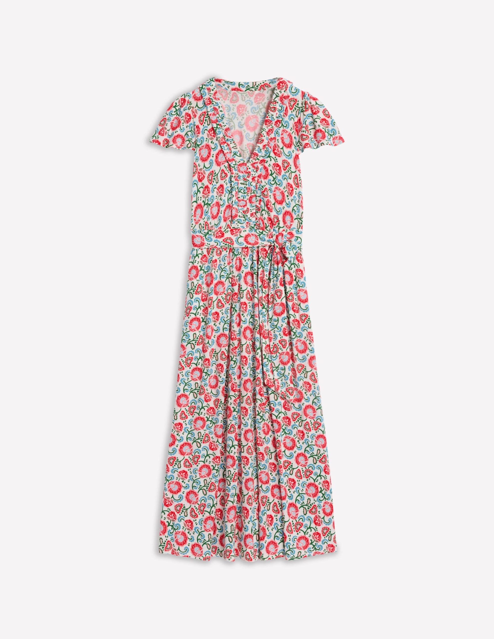 Nicola Jersey Tea Dress-Ivory. Garden Vine - Image 6