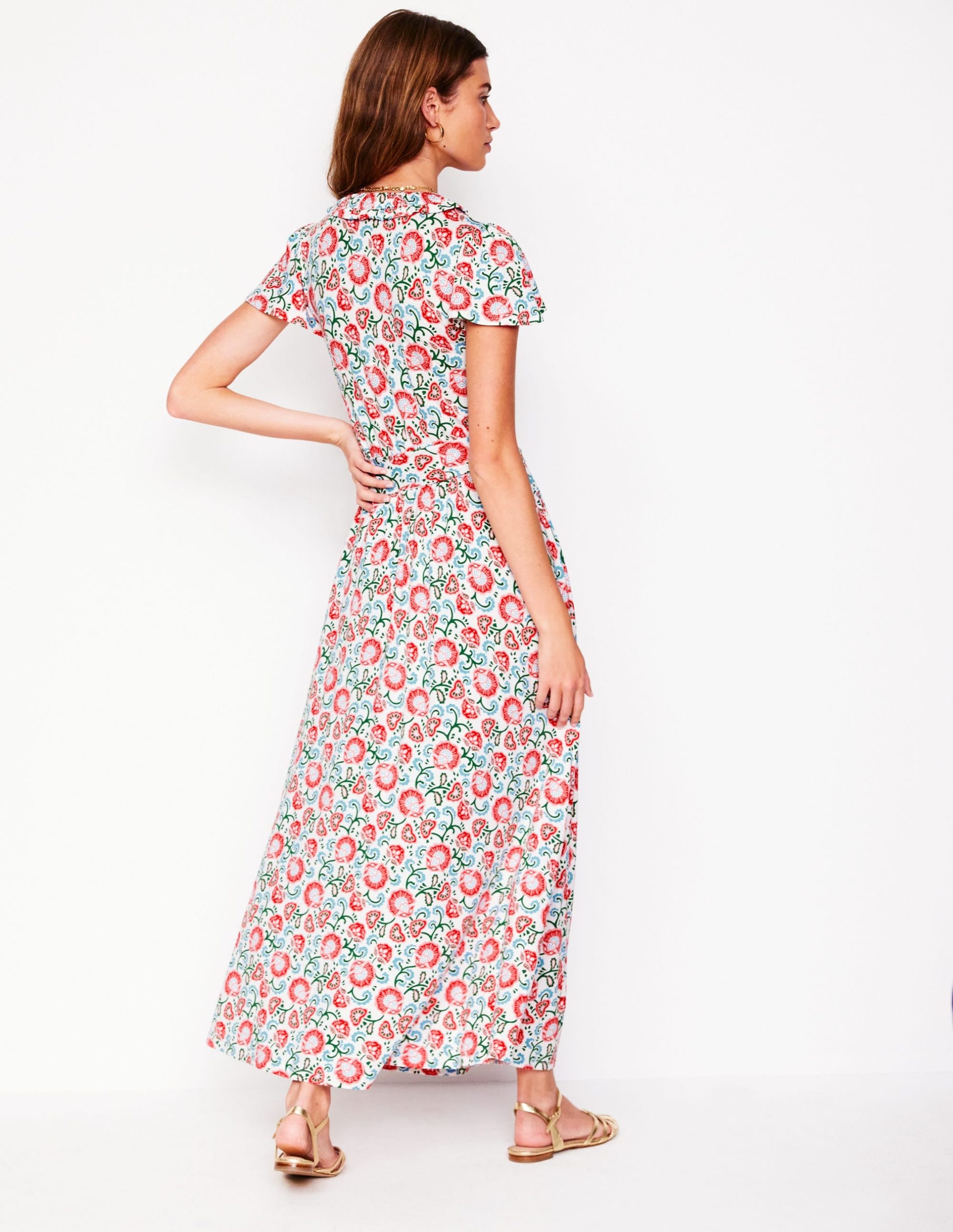 Nicola Jersey Tea Dress-Ivory. Garden Vine - Image 3