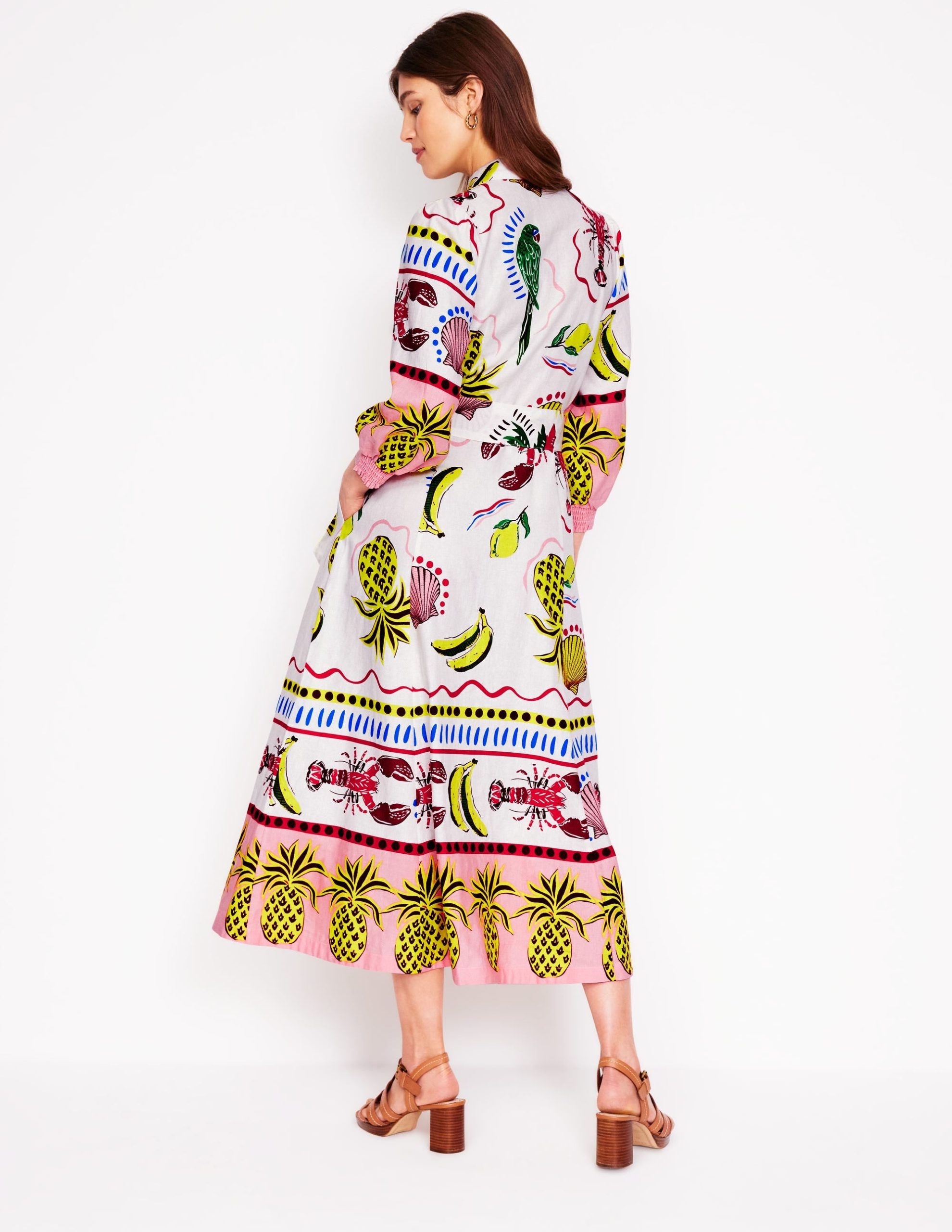 Clara Linen Blend Shirt Dress-Multi. Tropical Bonanza - Image 3