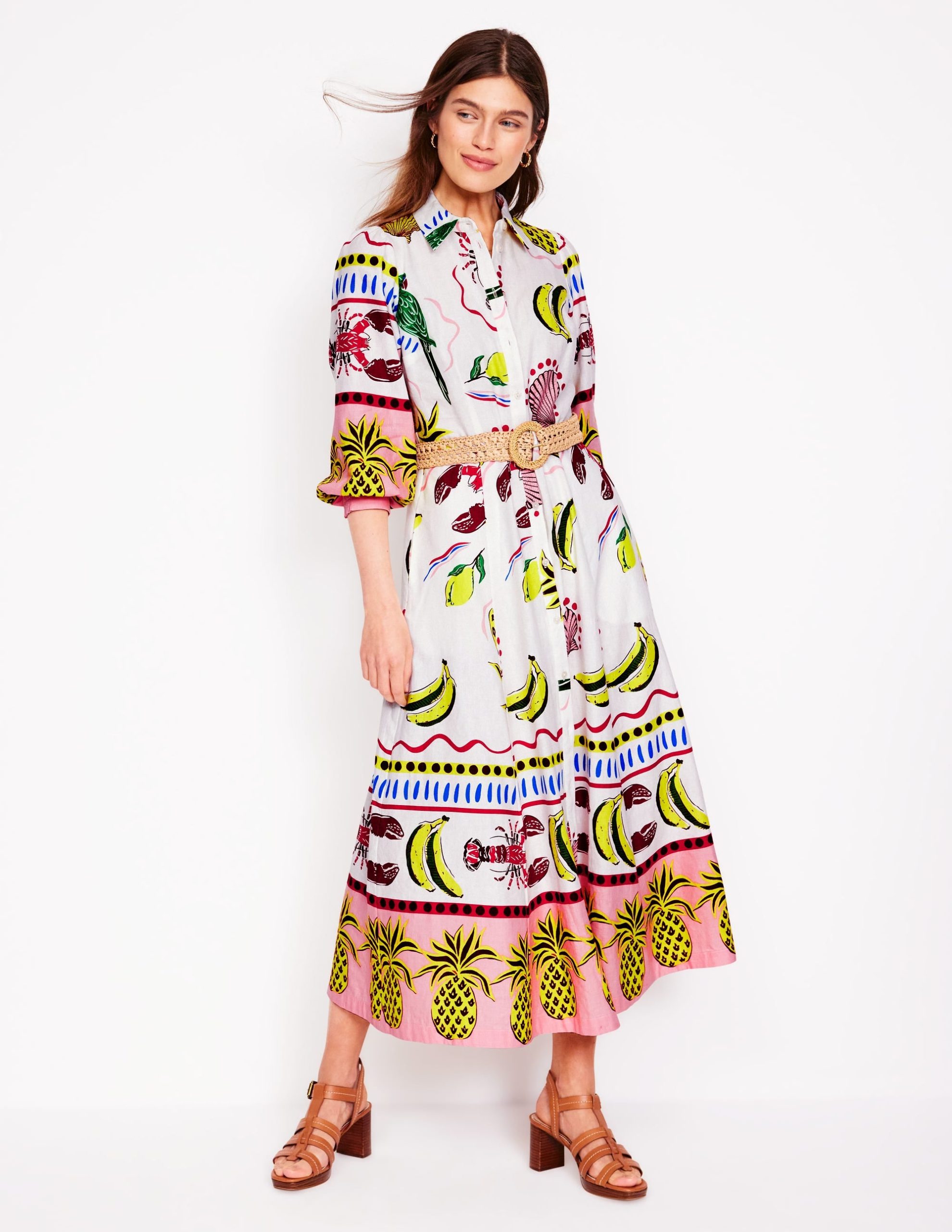 Clara Linen Blend Shirt Dress-Multi. Tropical Bonanza - Image 5