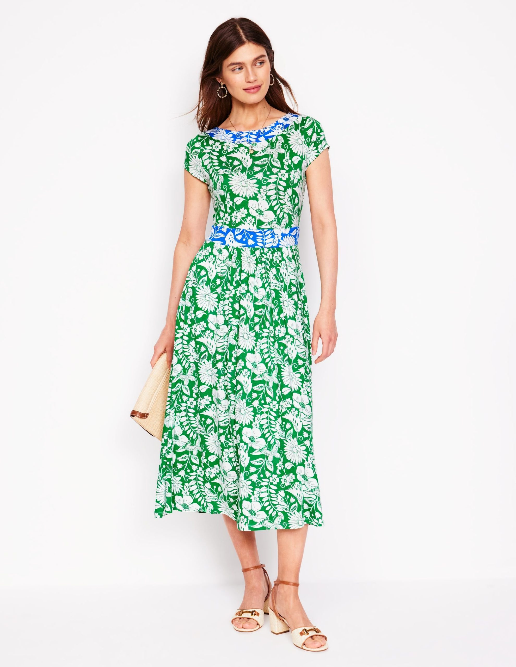 Melanie Jersey Midi Dress-Rich Emerald. Wildflower Trail