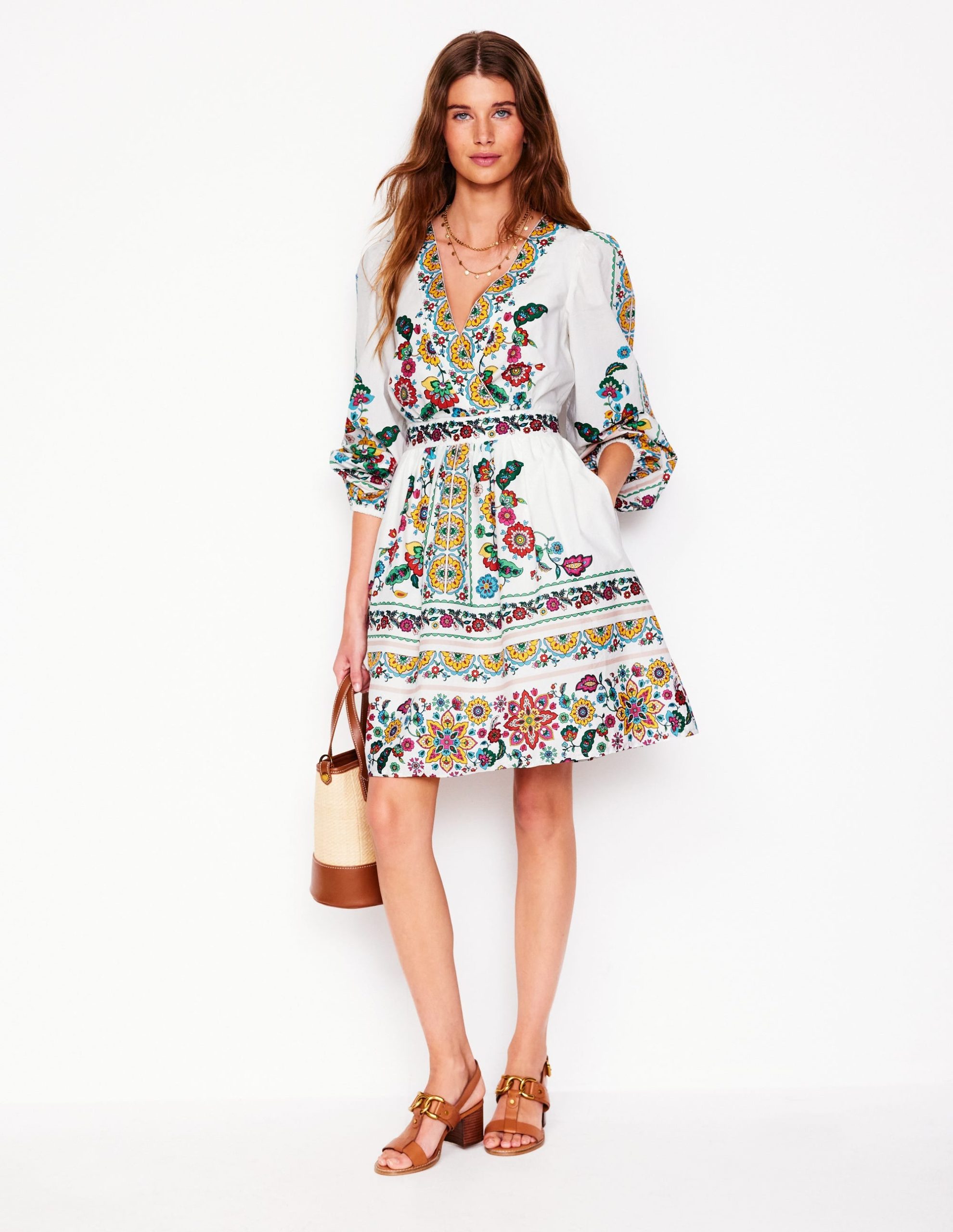 Mya Cotton Short Dress-Ivory. Botanical Sprig - Image 5