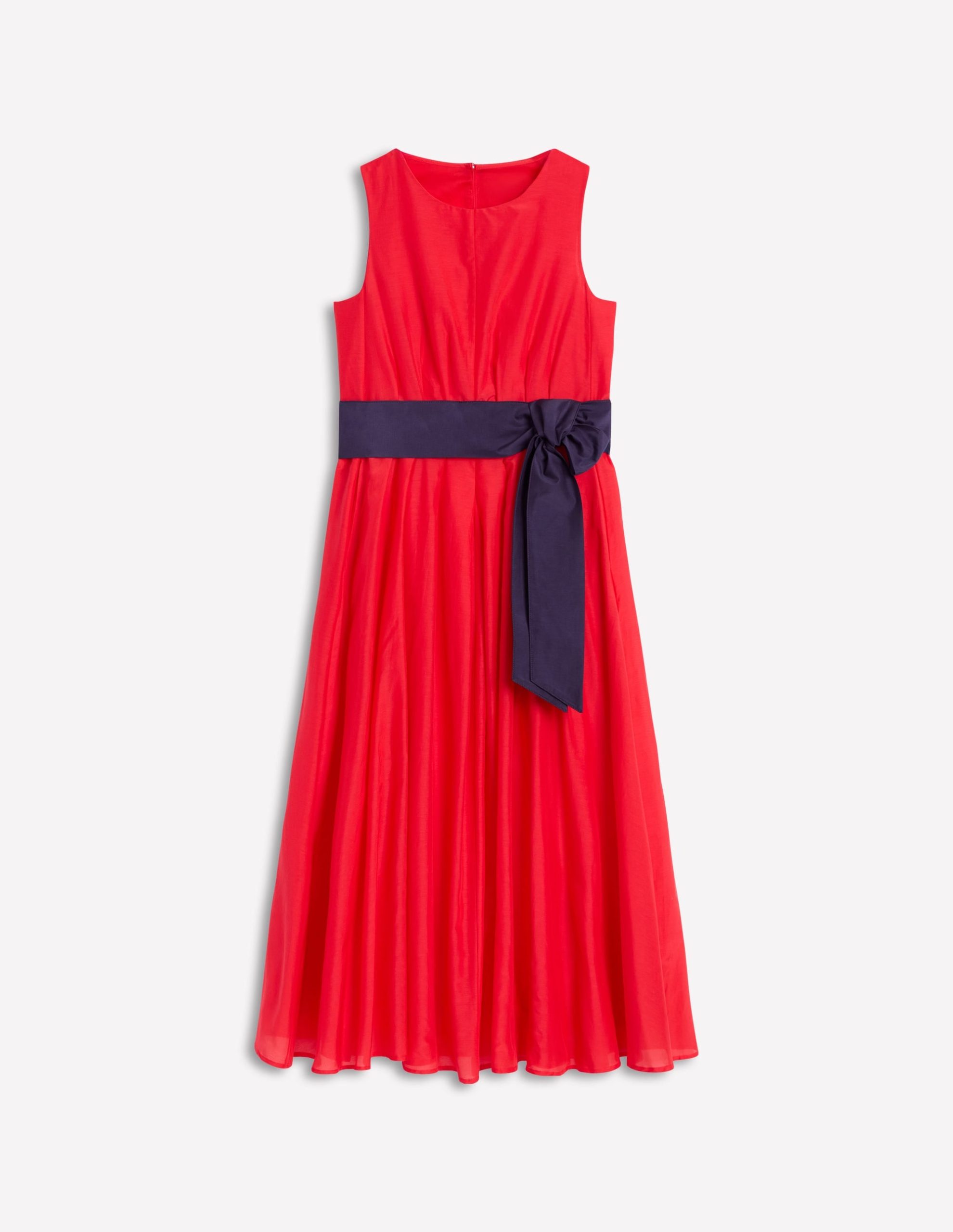 Pleated Sleeveless Dress-Poppy Red - Image 6