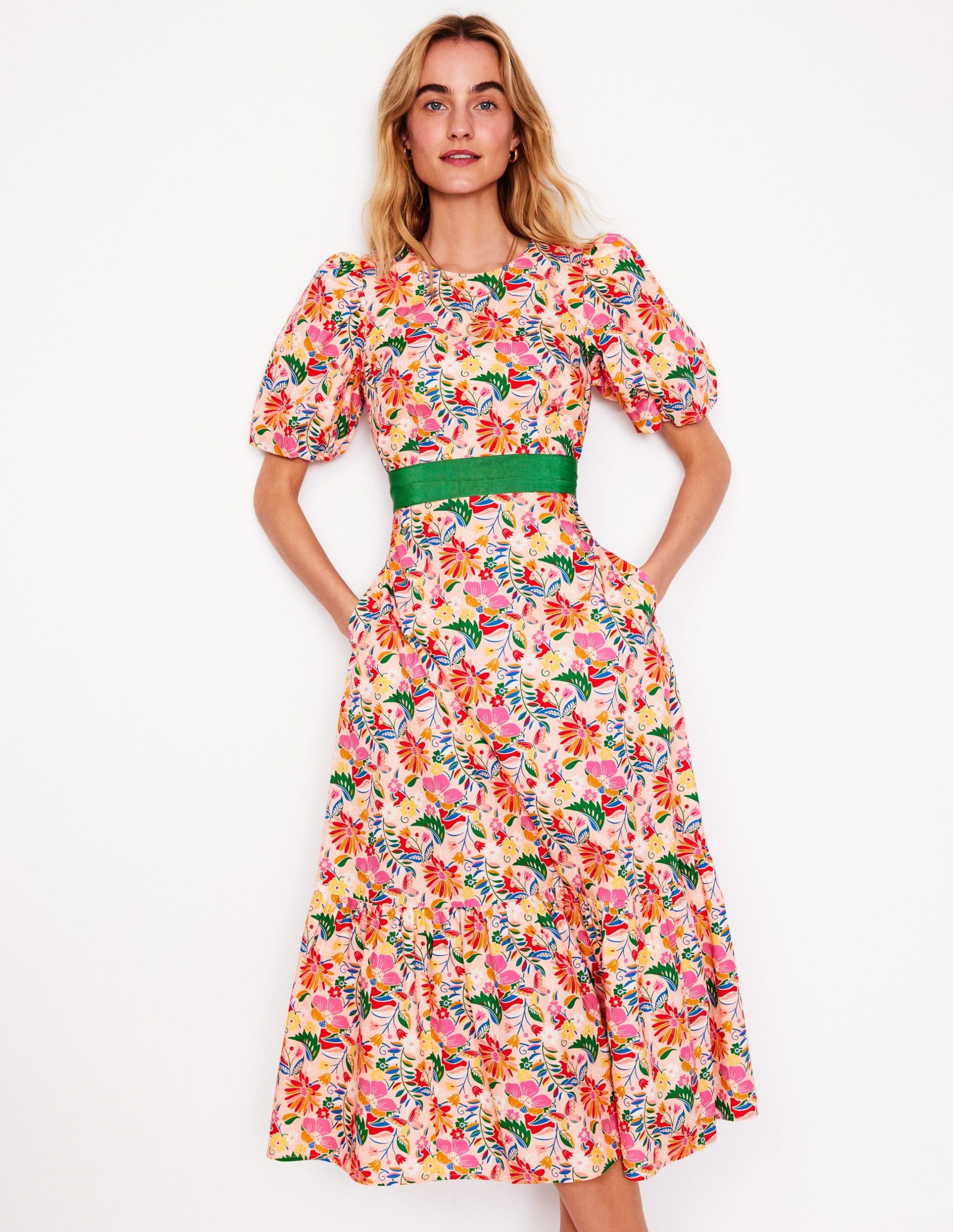 Grosgrain Waist Dress-Multi. Wildflower Trail