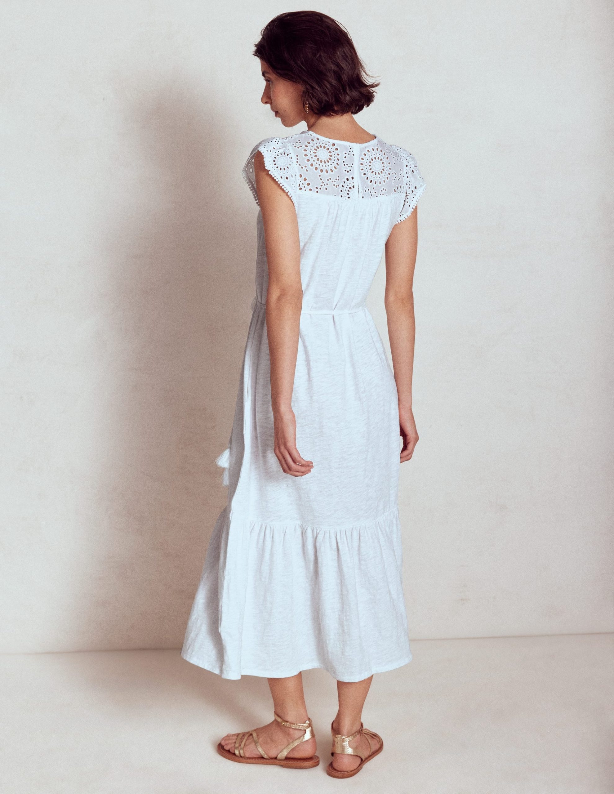 Juliet Broderie Midi Dress-White - Image 5