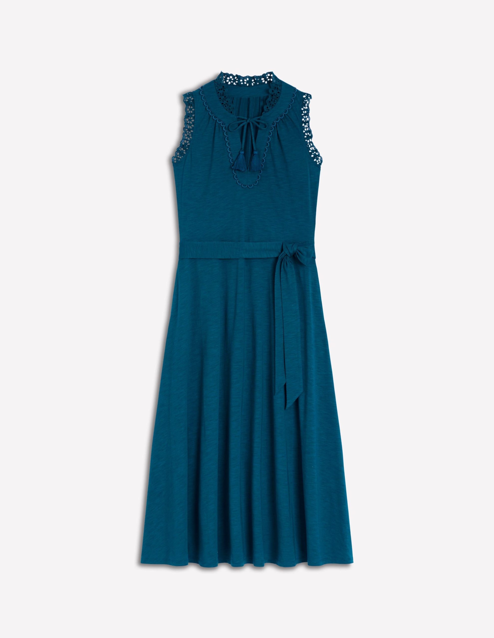 Aria Broderie Trim Midi Dress-Harbour Blue - Image 5