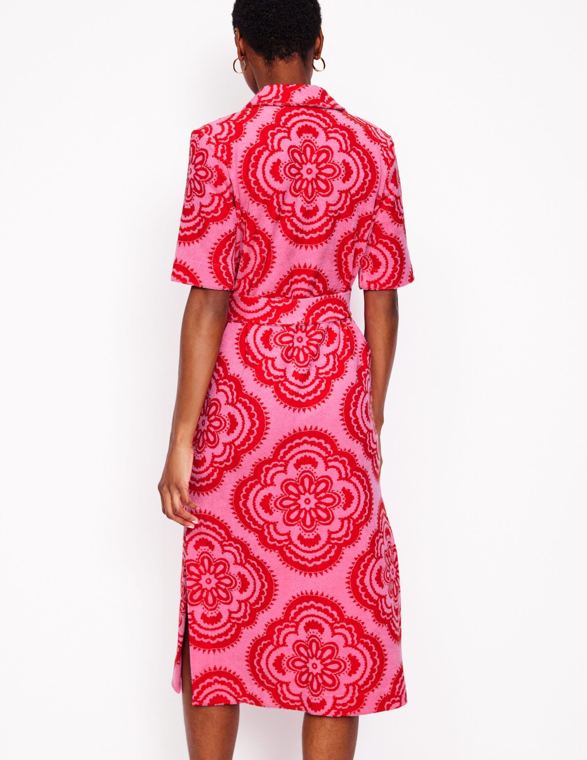 Collared Notch Towel Dress-Pink Rose. Botanic Blush - Image 3