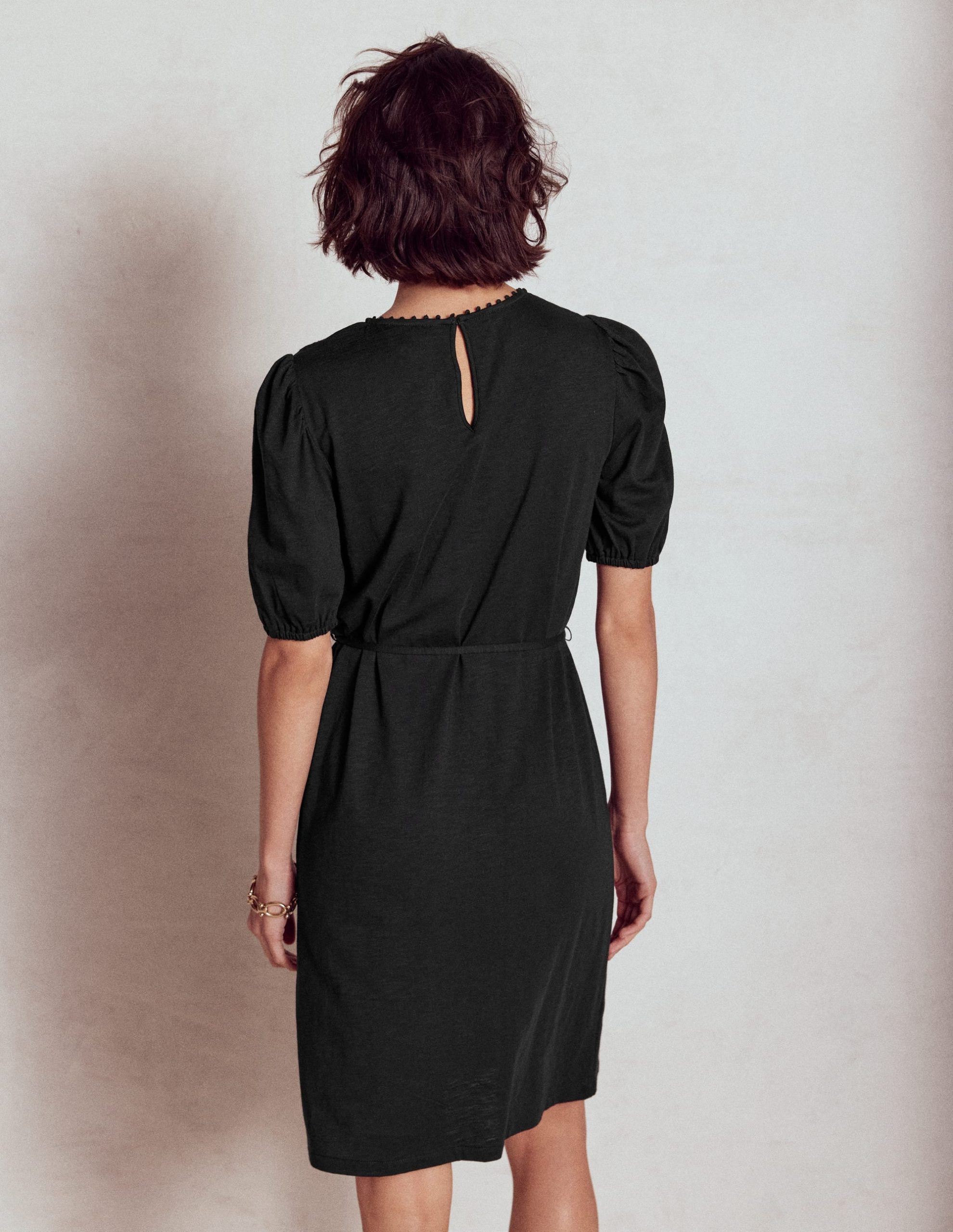 Cutwork Detail Short Dress-Black - Image 3