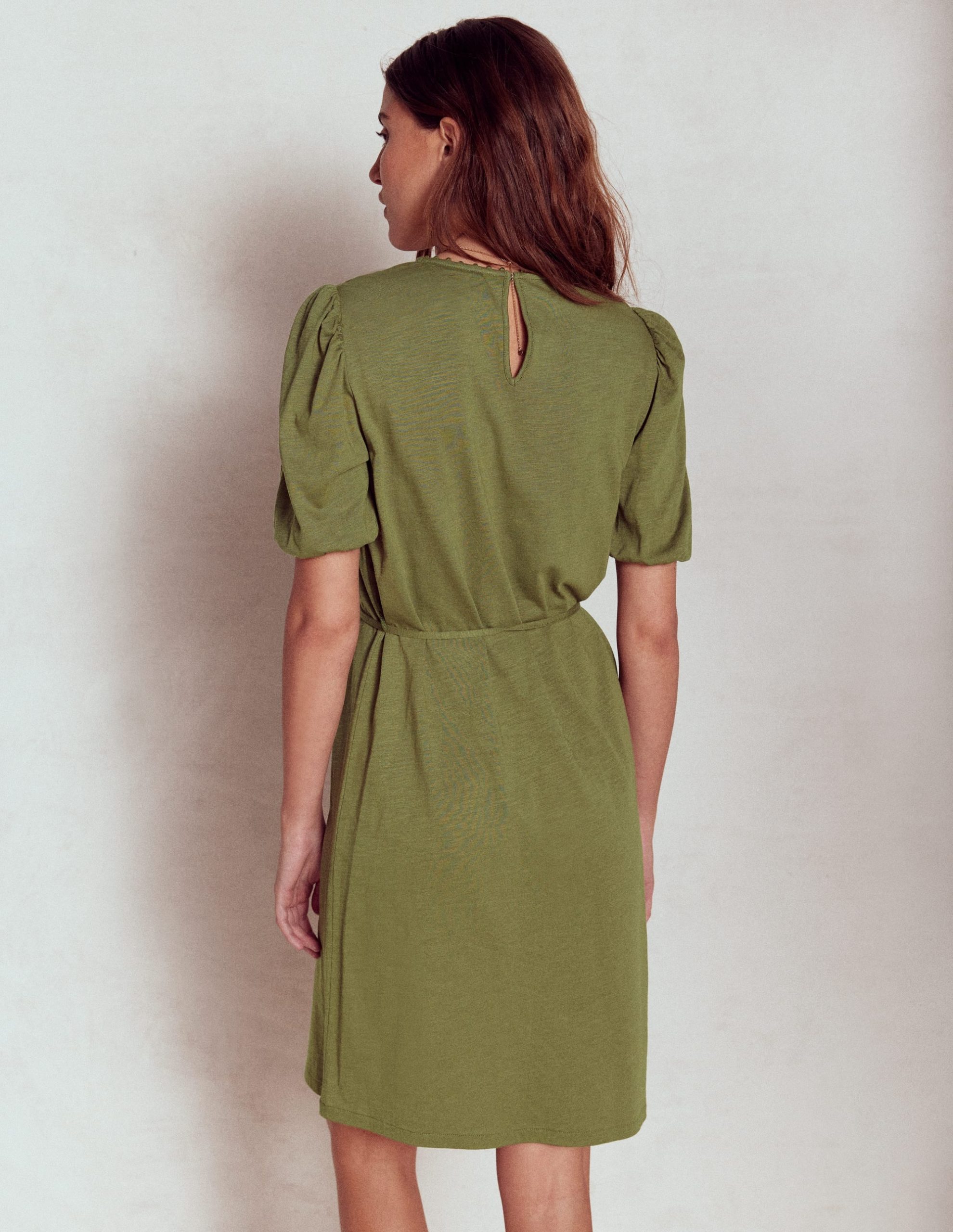 Cutwork Detail Short Dress-Woodland Green - Image 4
