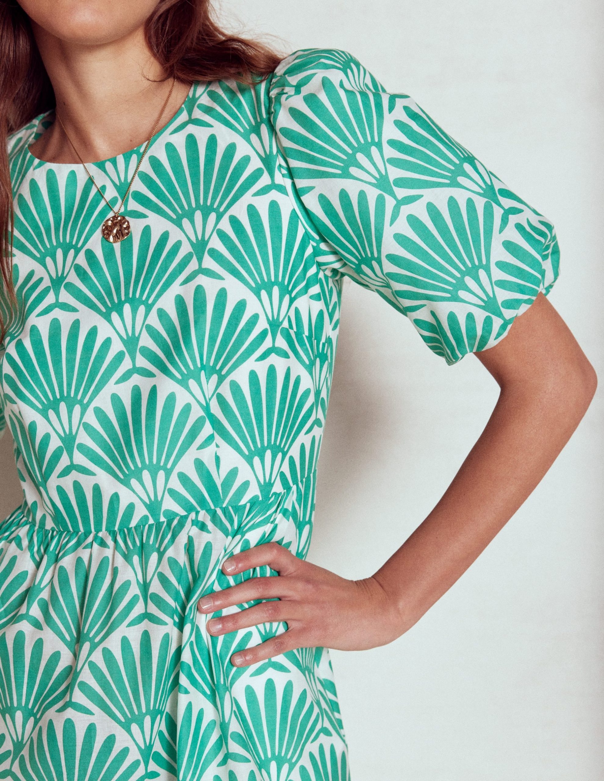 Tiered Poplin Maxi Dress-Aquamarine Blue. Deco Palm - Image 2