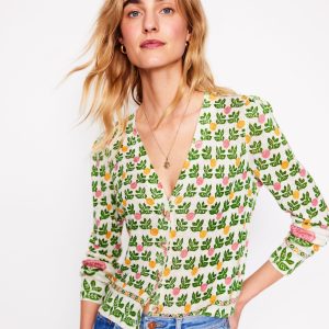 Liv V-Neck Linen Cardigan-Warm Ivory. Dahlia Garden