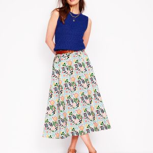 Isabella Cotton Sateen Skirt-Multi. Vine Tile