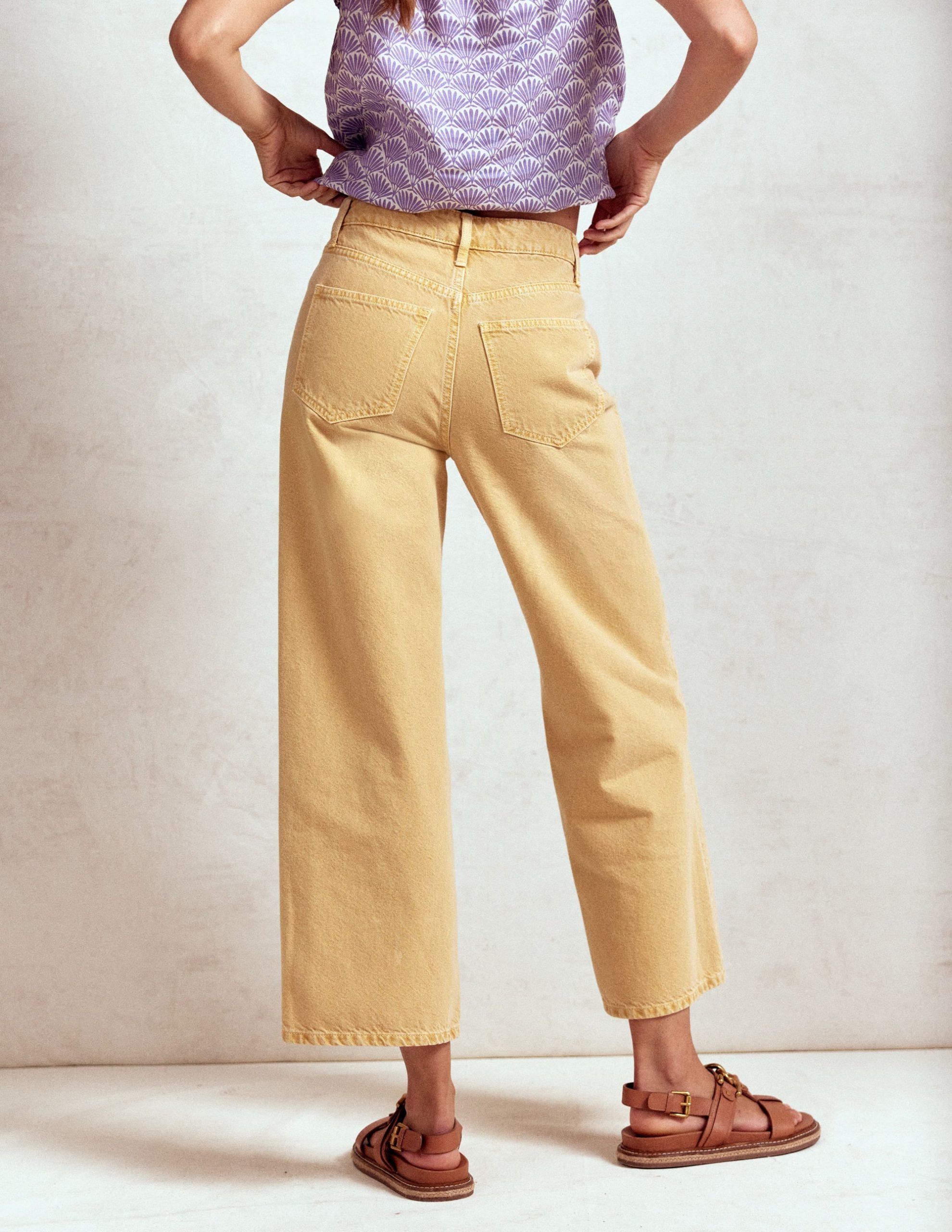 High Rise Straight Crop Jeans-Buttermilk Yellow - Image 6