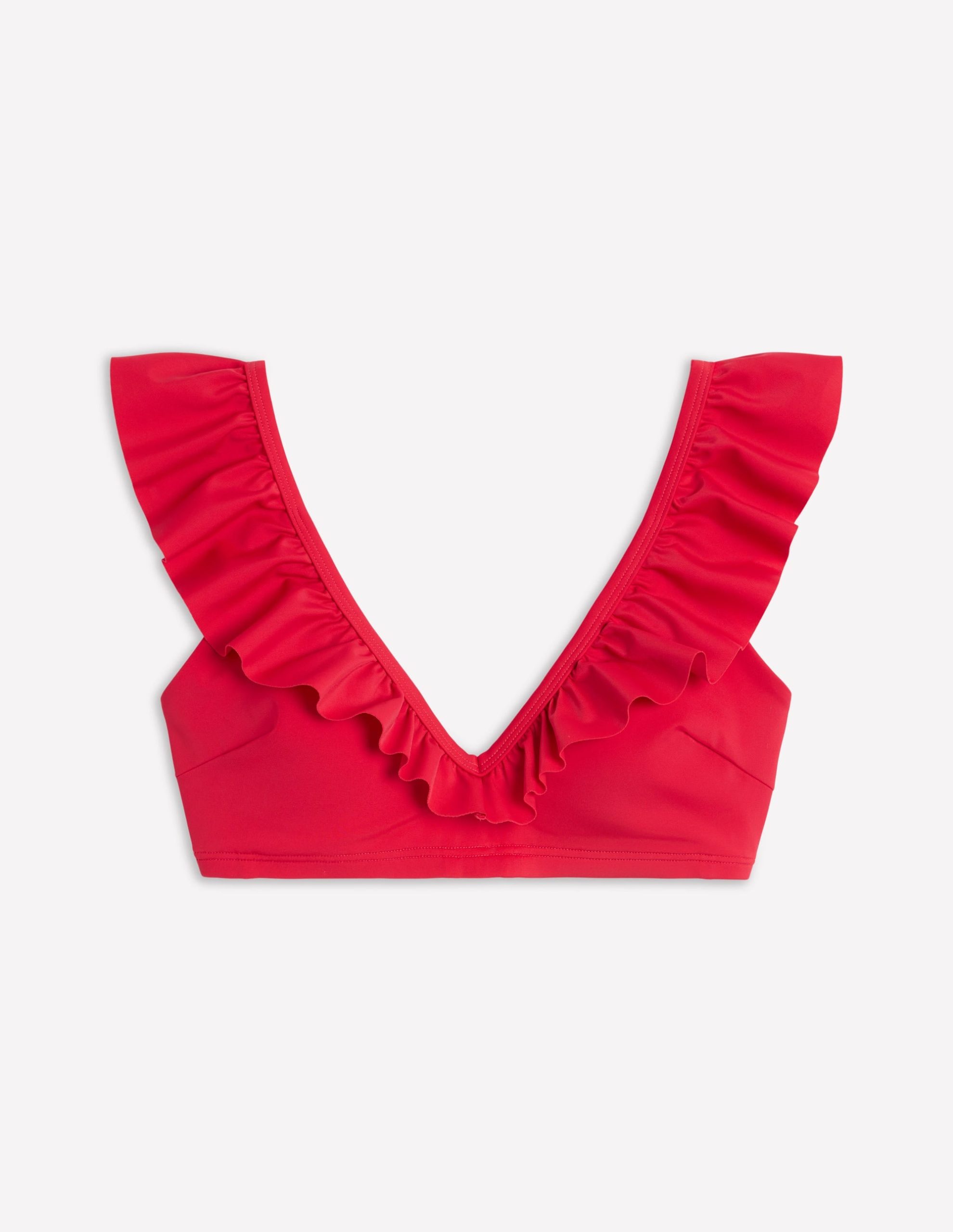 Evia Ruffle Bikini Top-Tulip Red - Image 6
