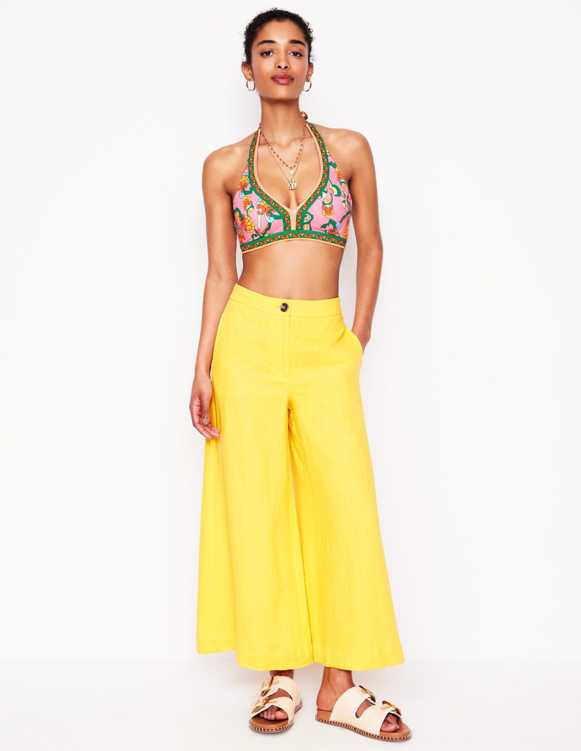 Ios V Panel Bikini Top-Pink Rose. Foliage Trail - Image 2