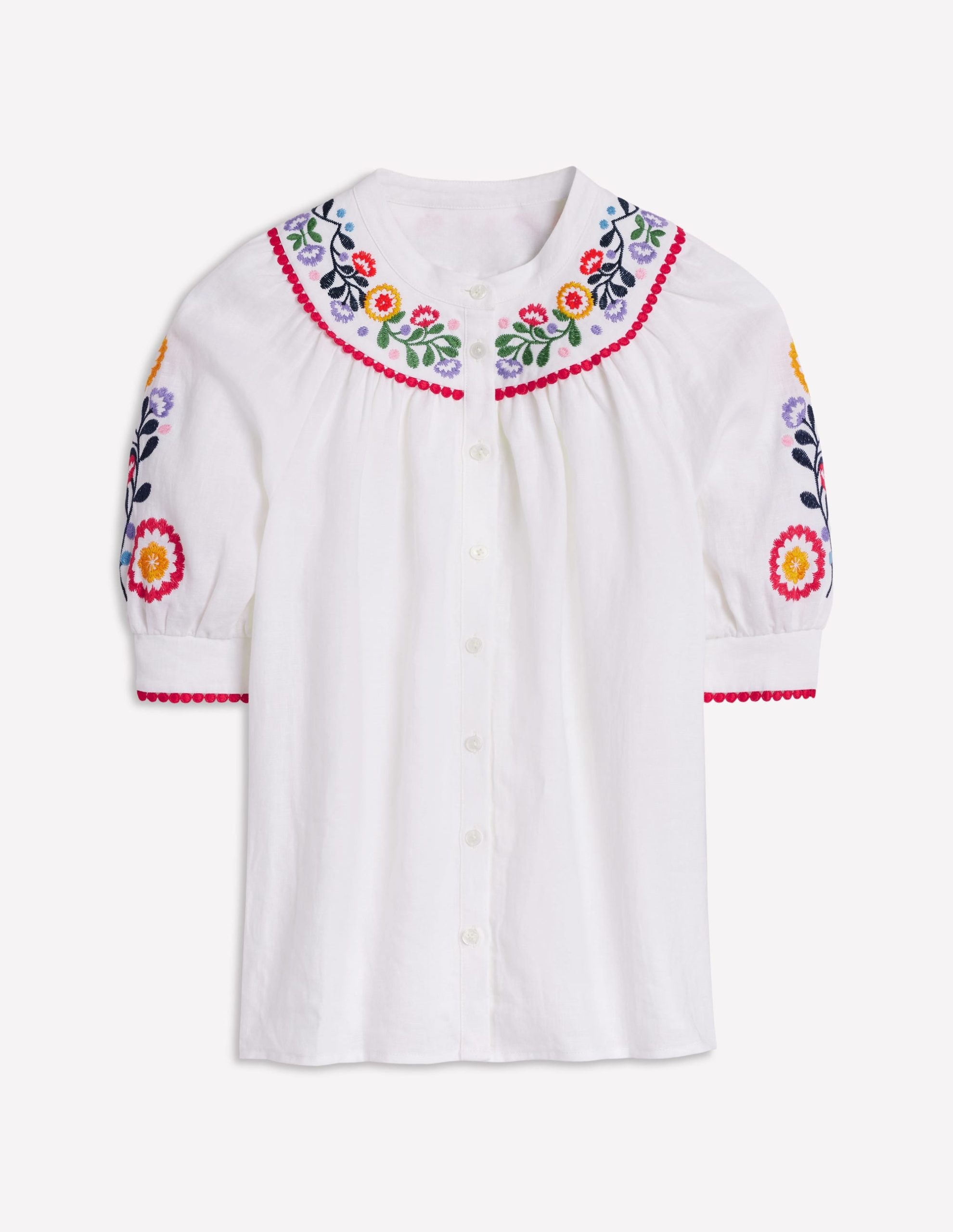 Bea Linen Top-White. Embroidery - Image 6