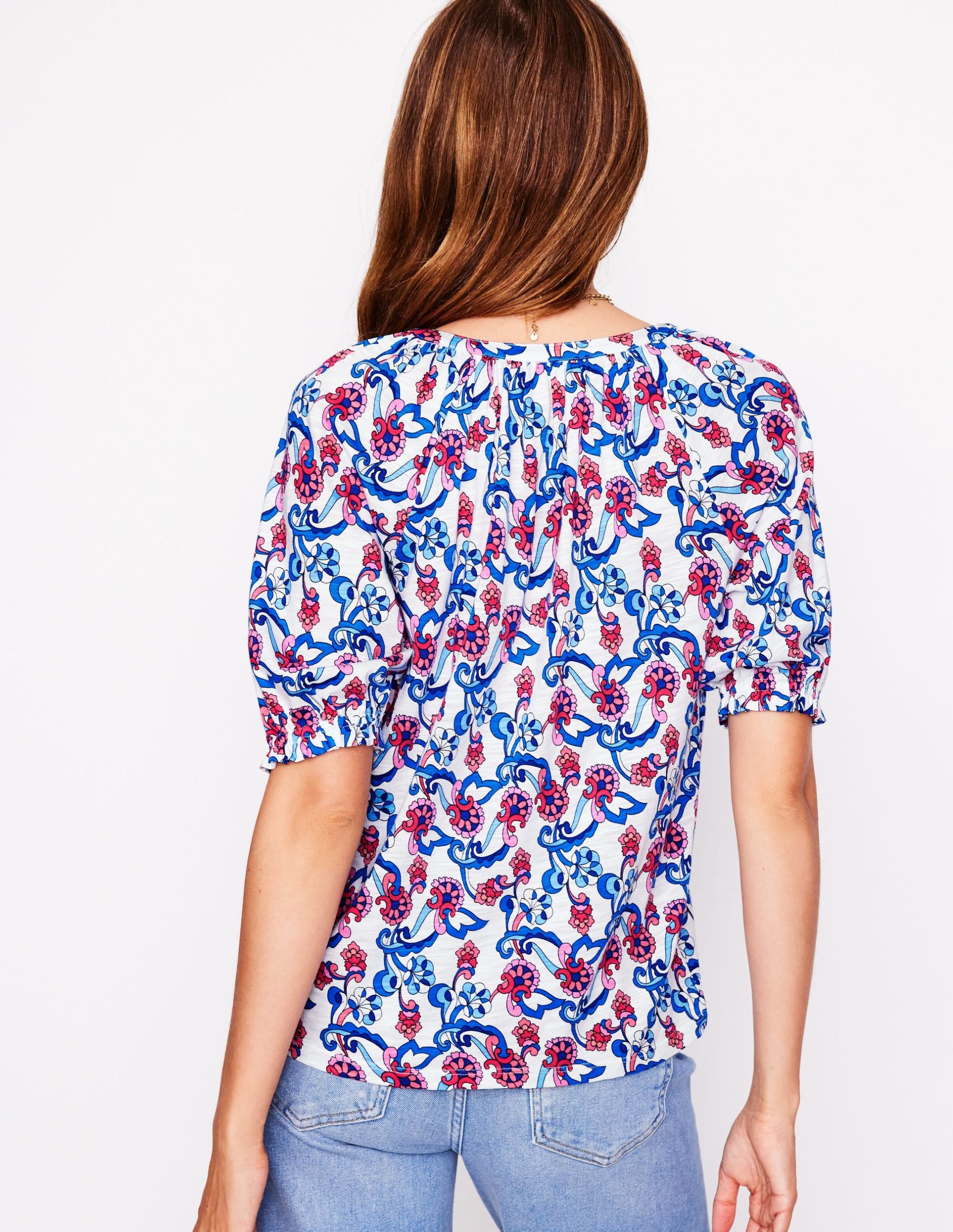 Isla Jersey Shirt-Ivory. Floral - Image 3
