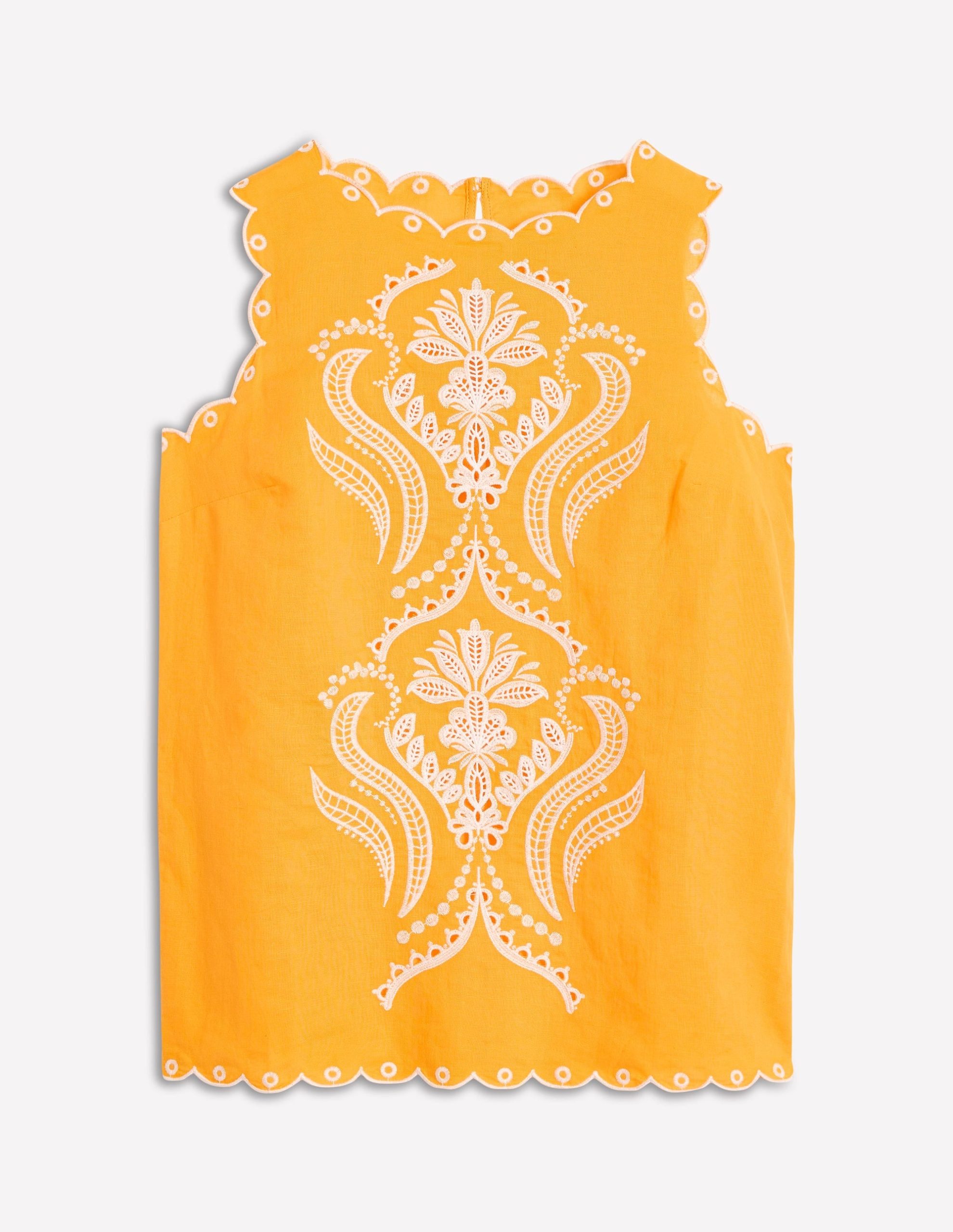 Embroidered Linen Blend Top-Summers Sun Yellow - Image 6