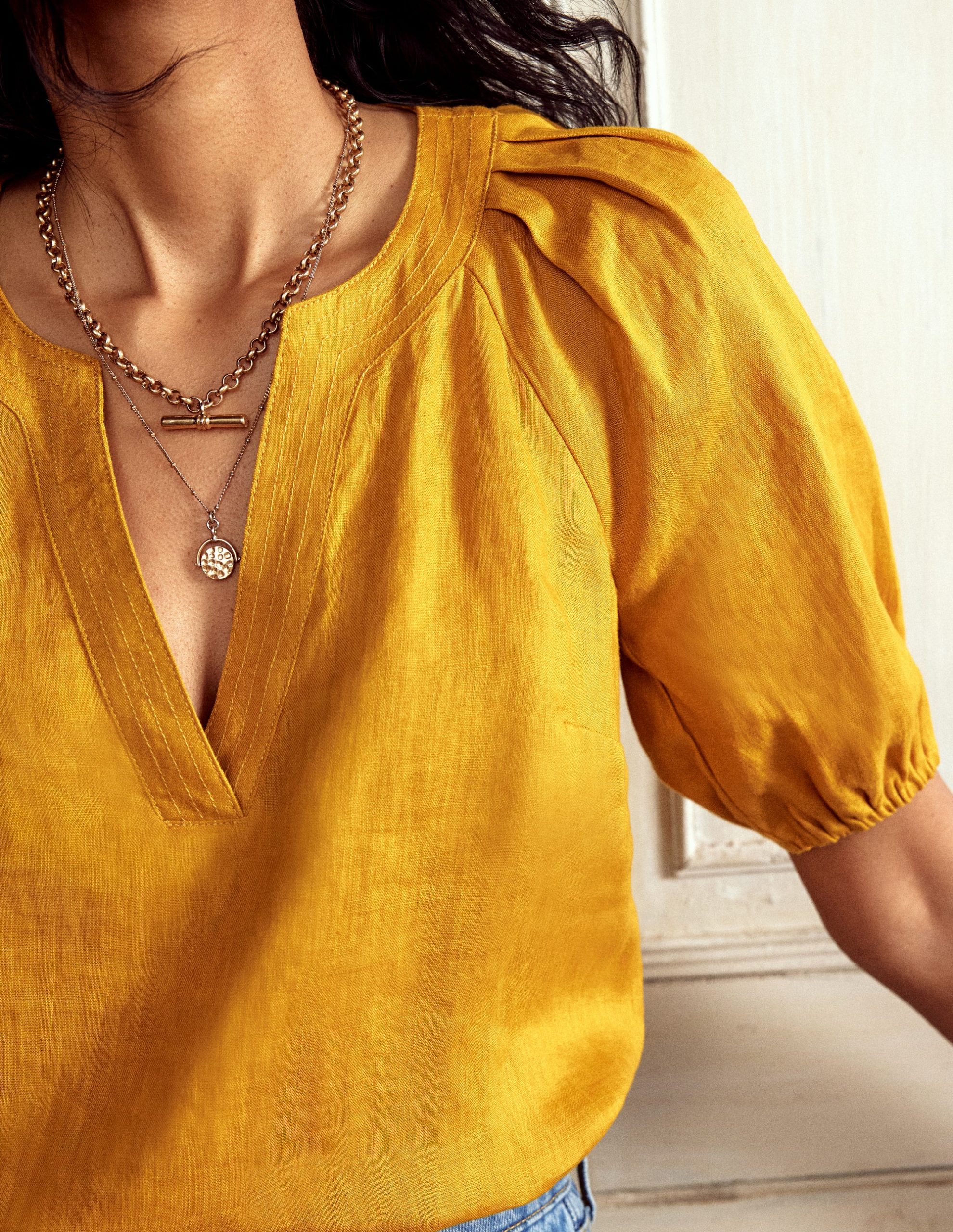 Brooke Linen Top-Golden Rye - Image 2