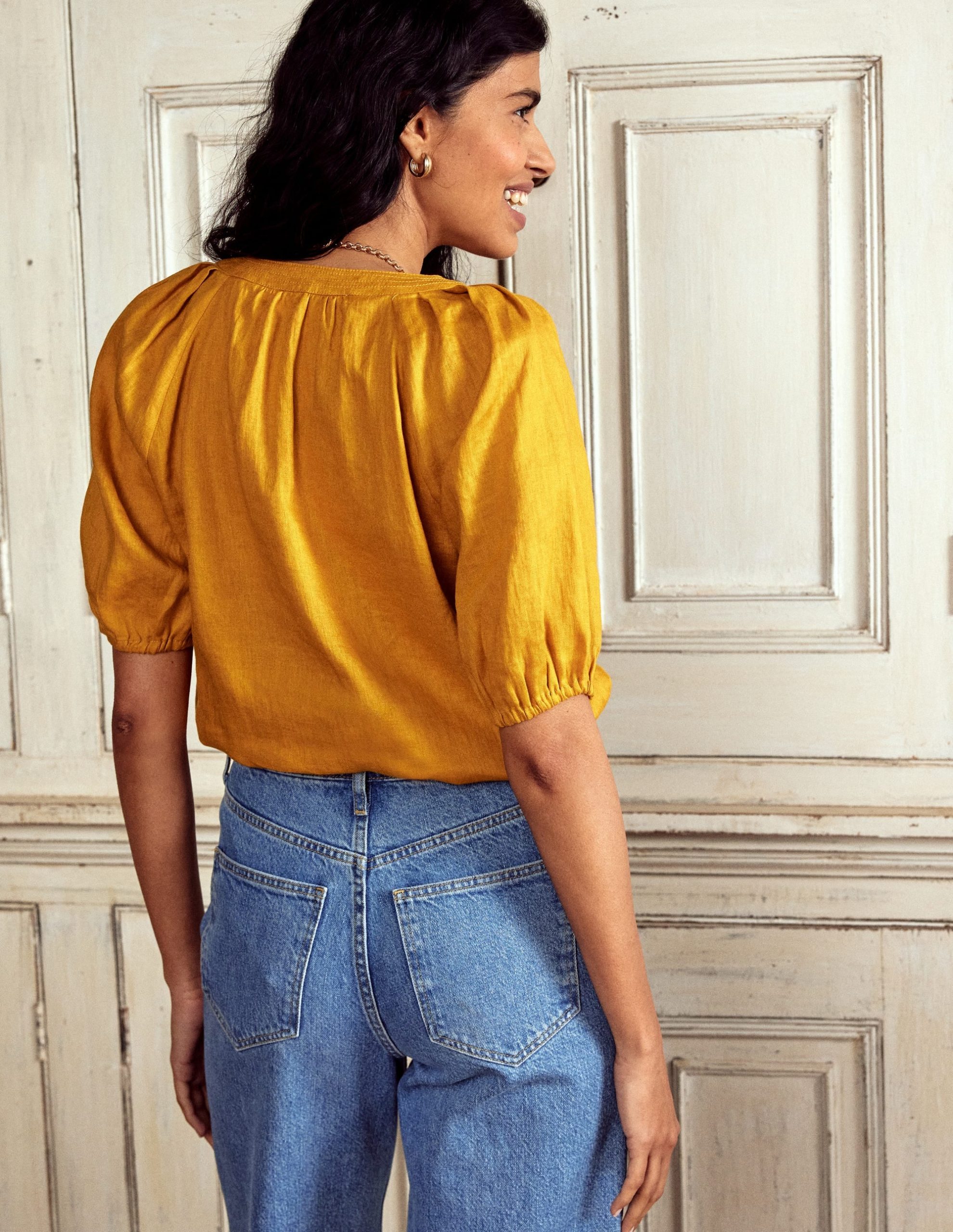 Brooke Linen Top-Golden Rye - Image 3