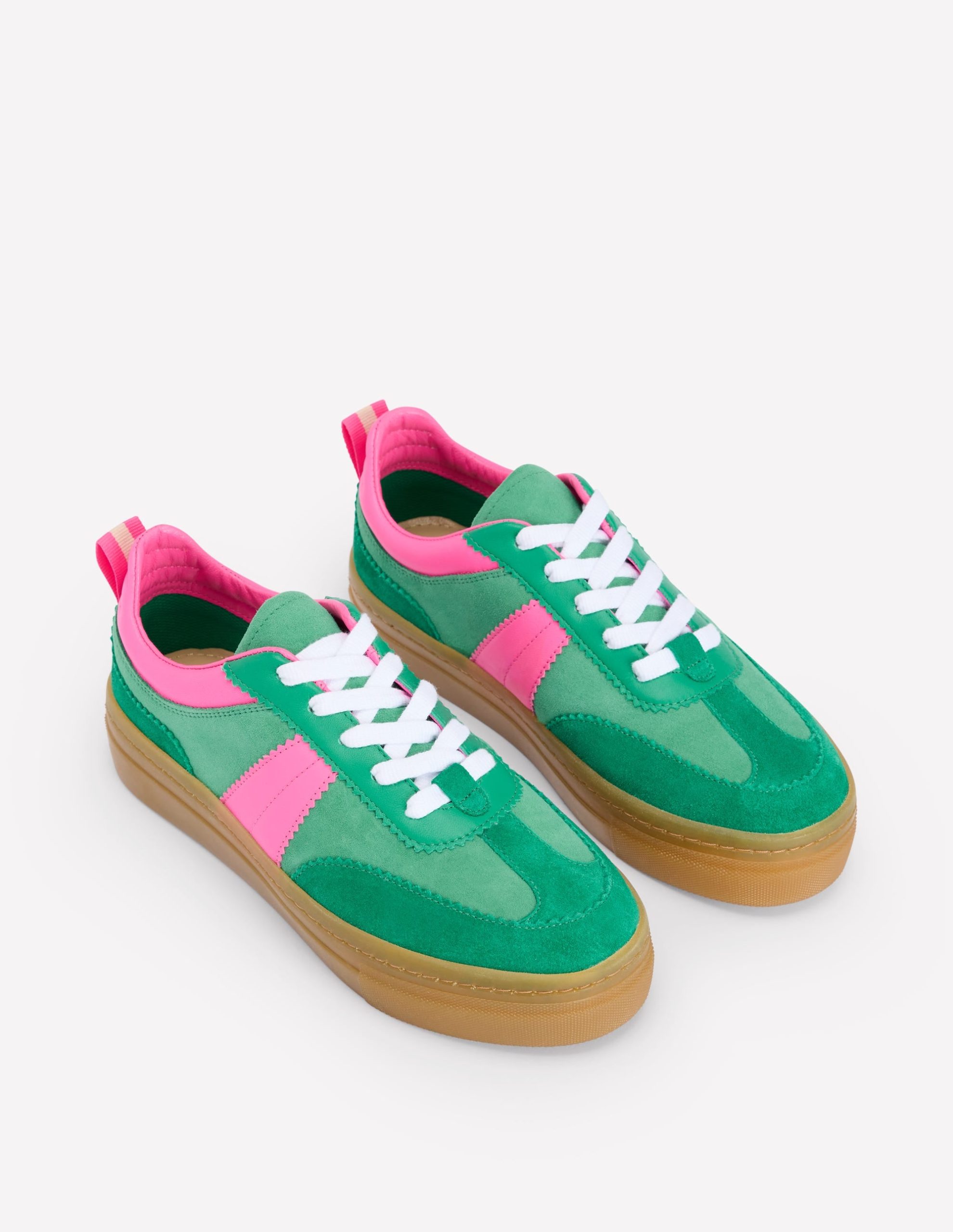 Erin Flatform Tennis Trainer-Rich Emerald/Festival Pink - Image 3