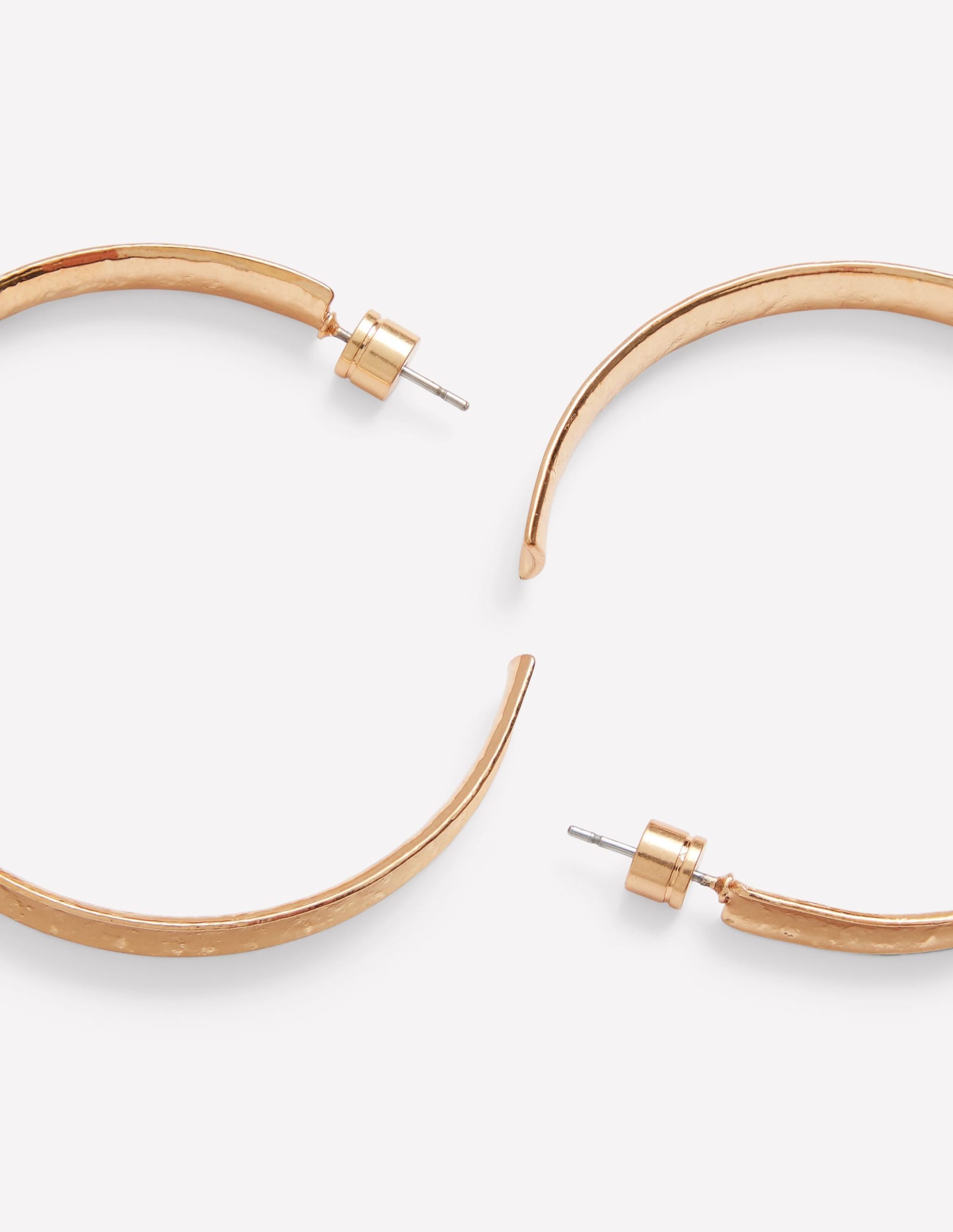 Large Hammered Hoop Earrings-Gold Colour - Image 3