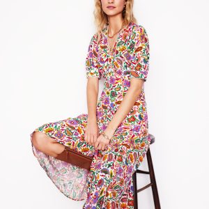 Rosie Godet Tea Dress-Multi. Oriental Paradise