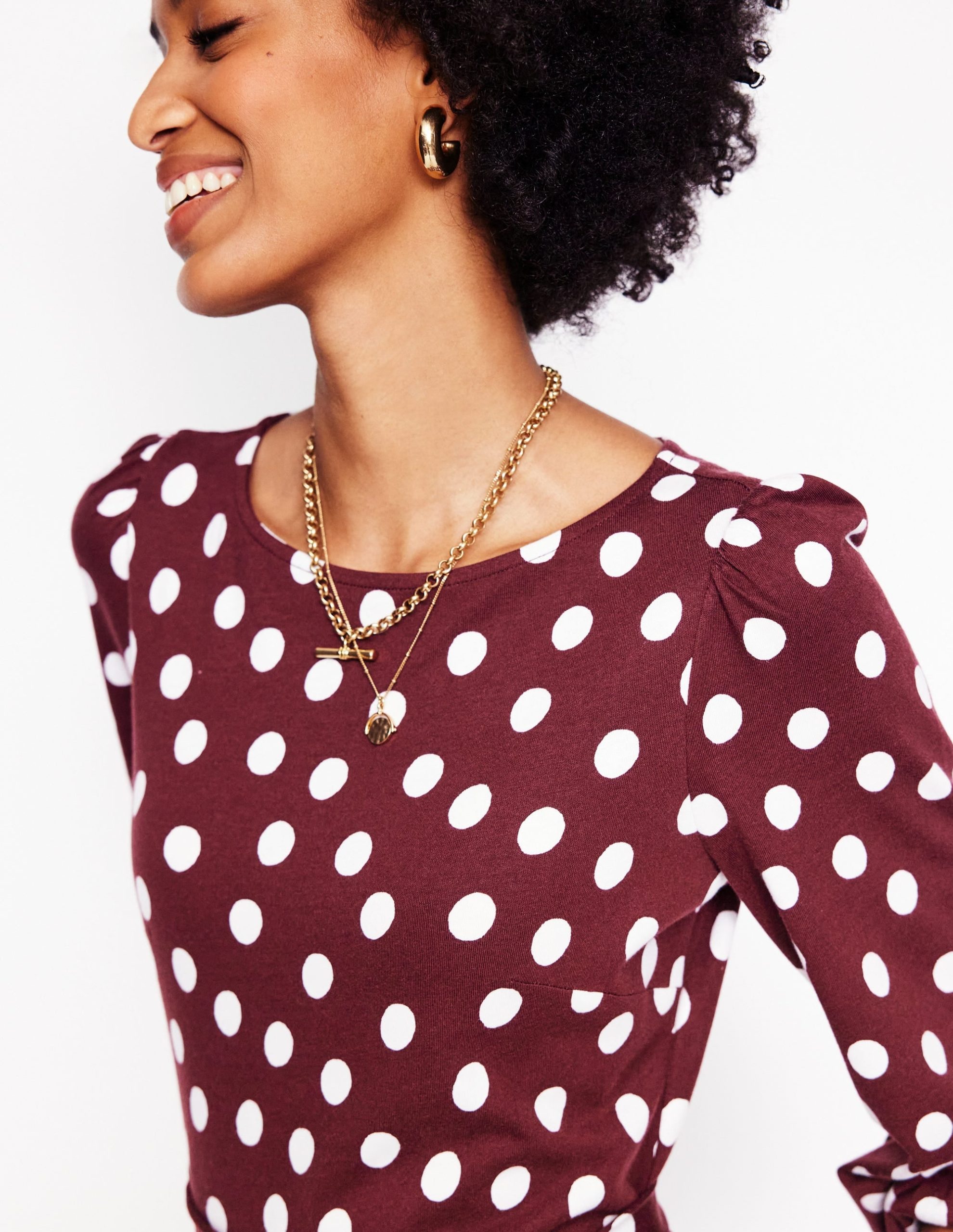 Leandra Jersey Midi Dress-Chestnut. Abstract Dot - Image 3