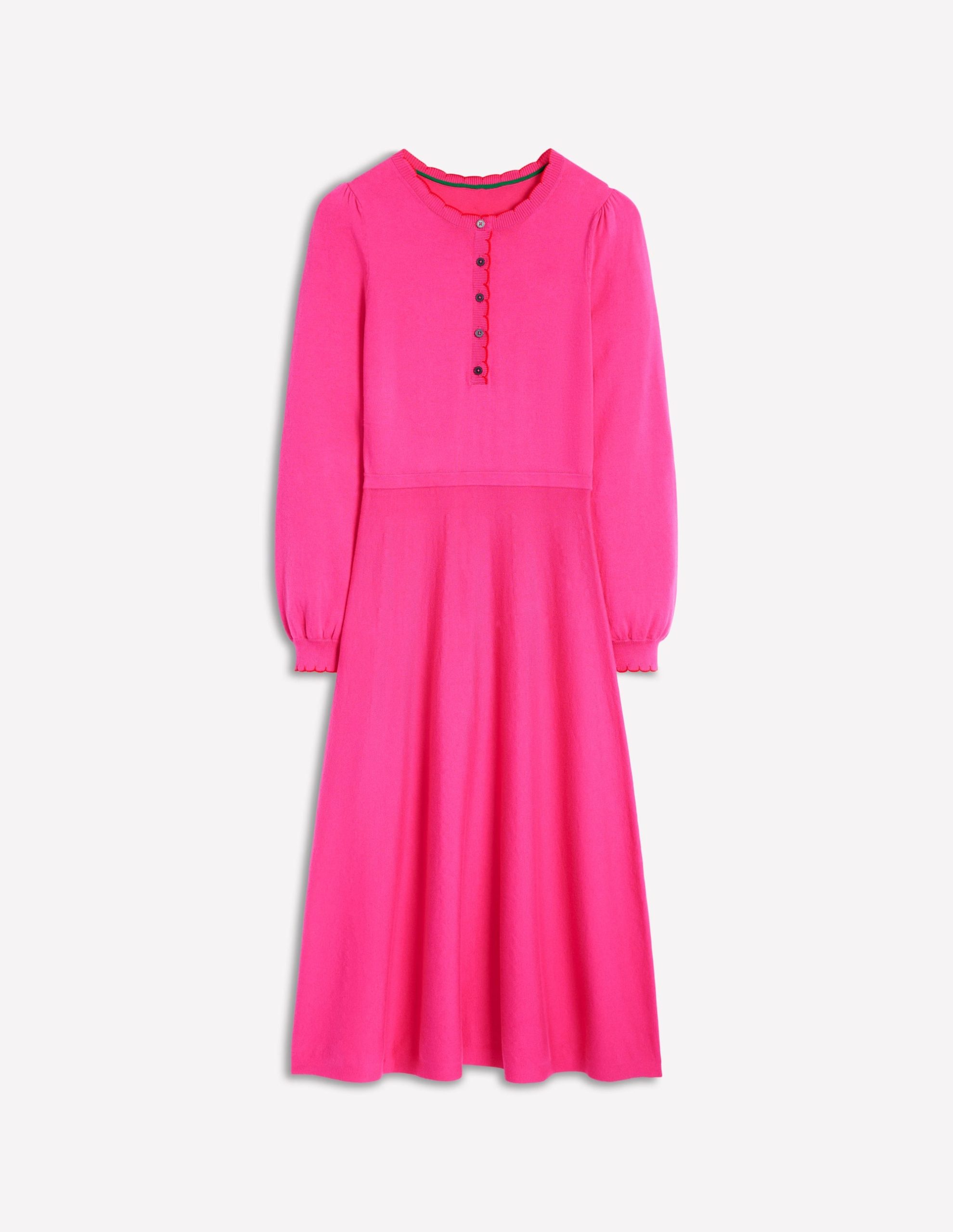 Scallop Henley Knitted Dress-Pink Peony - Image 5