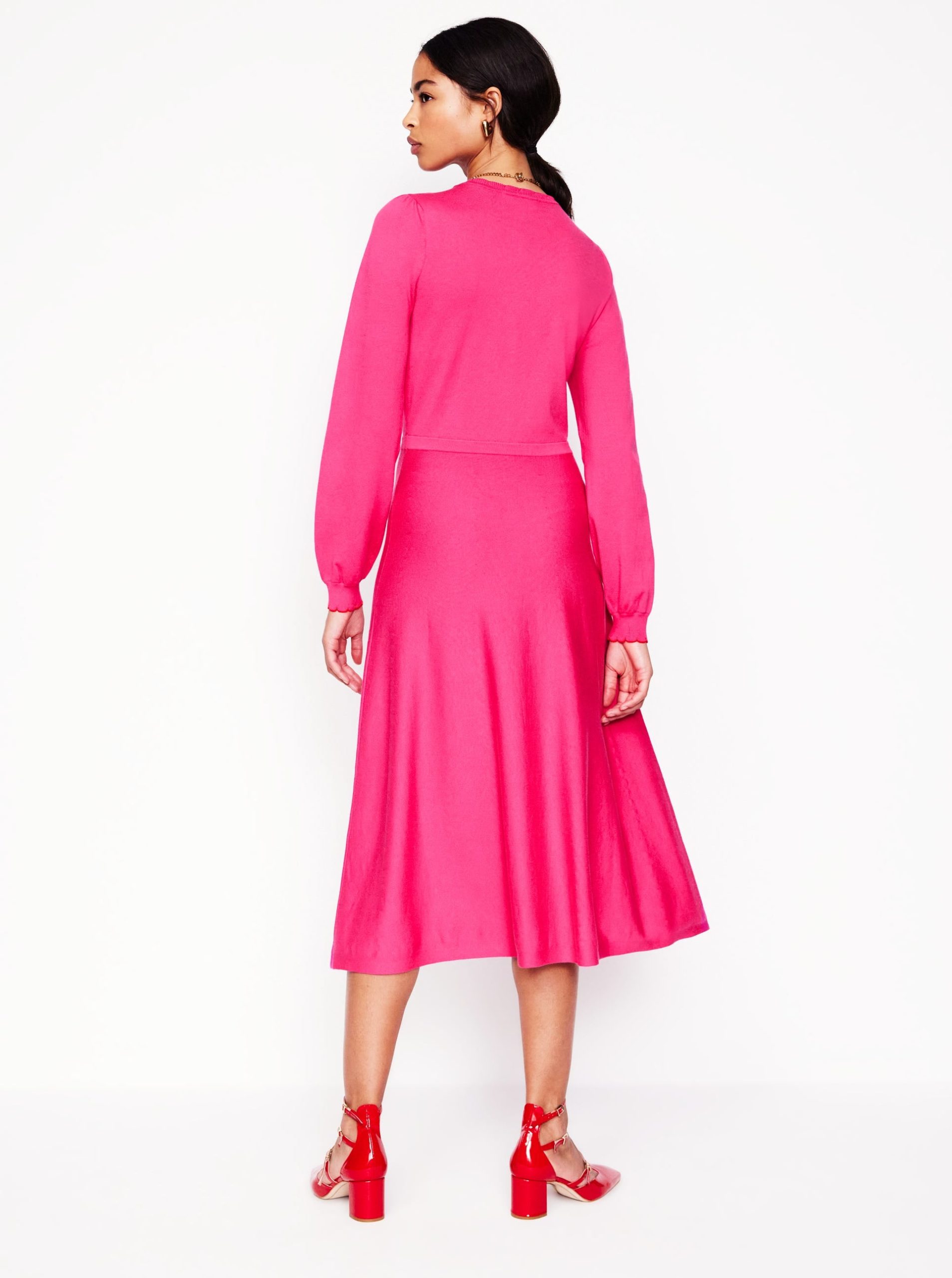 Scallop Henley Knitted Dress-Pink Peony - Image 3