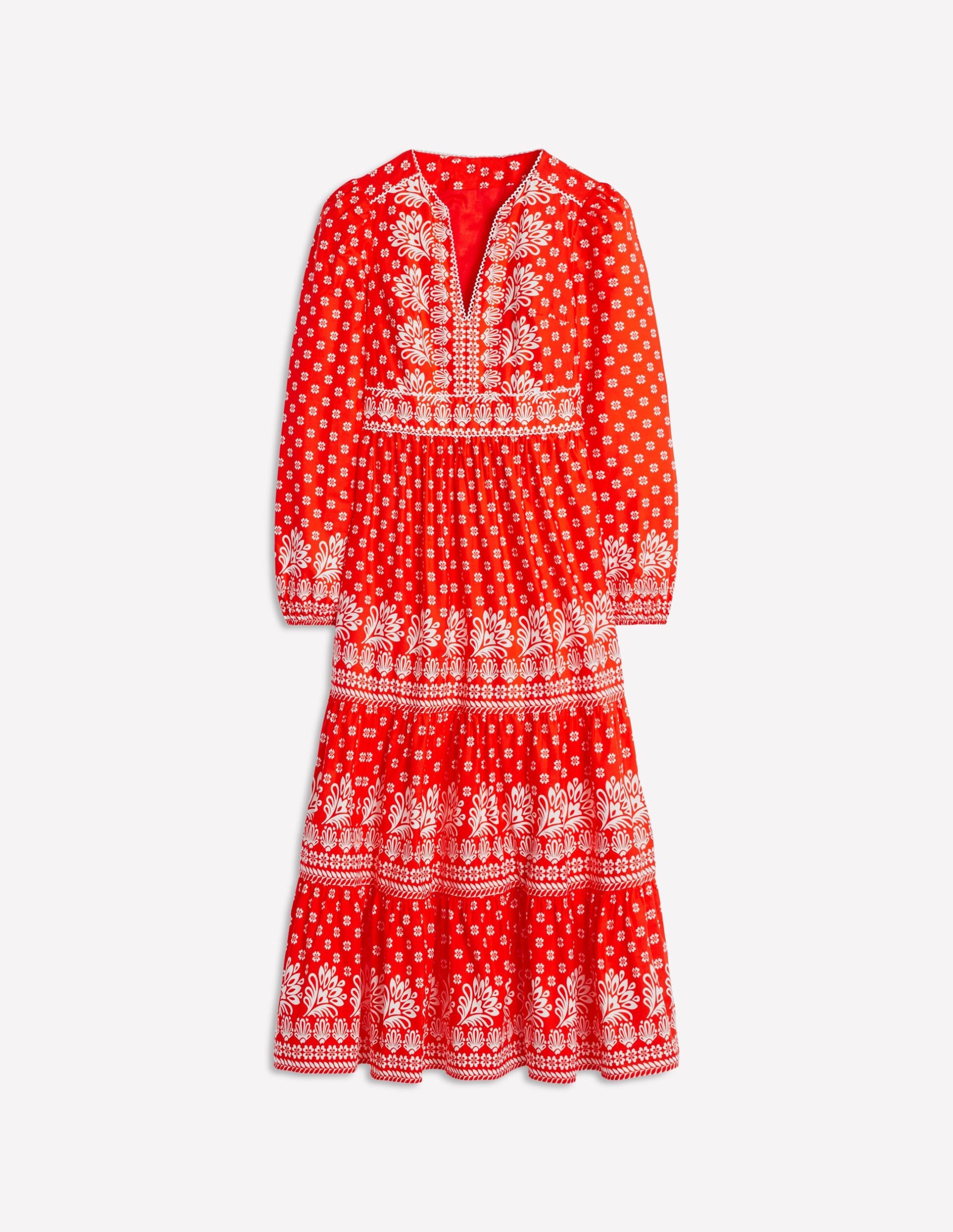 Violet Midi Dress-Firecracker Red. Palm Flora - Image 7