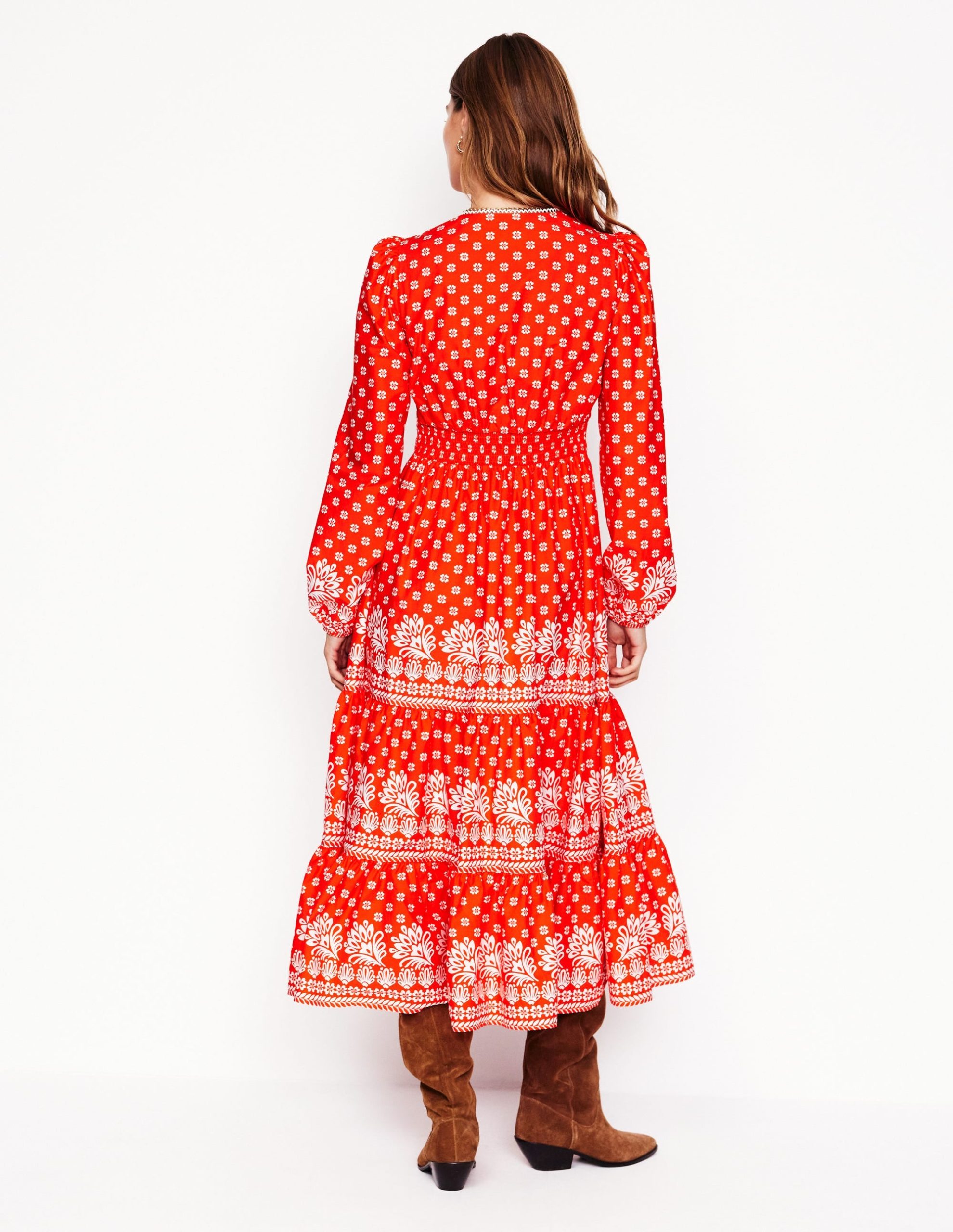 Violet Midi Dress-Firecracker Red. Palm Flora - Image 4