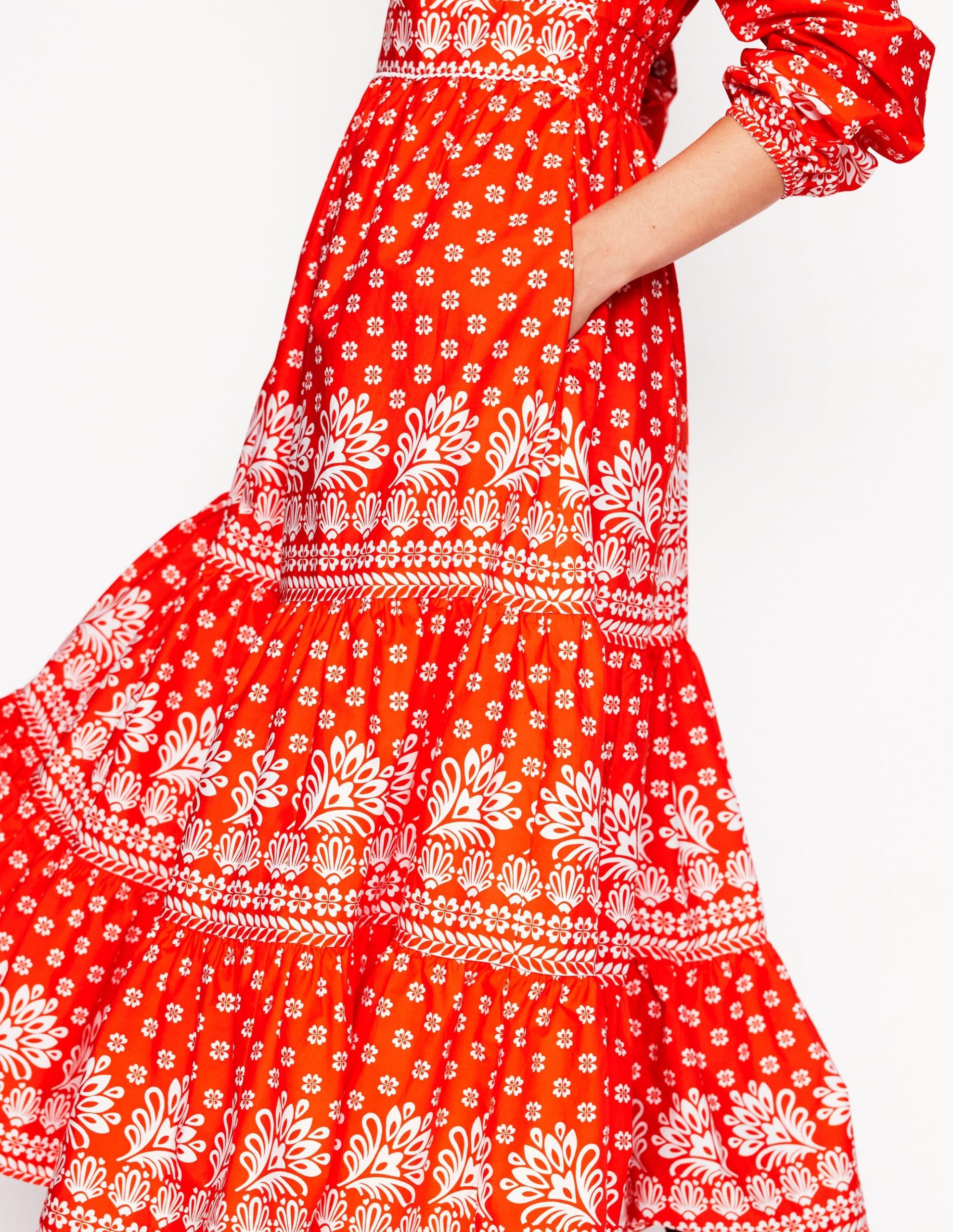 Violet Midi Dress-Firecracker Red. Palm Flora - Image 5