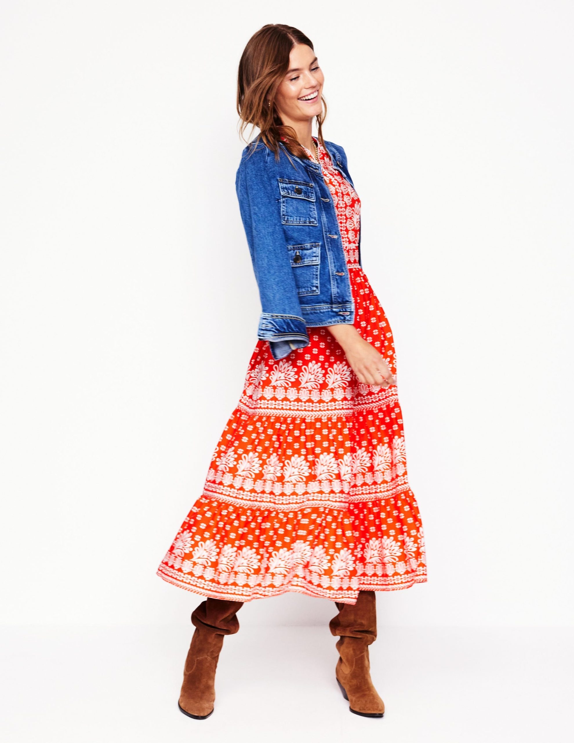 Violet Midi Dress-Firecracker Red. Palm Flora - Image 6