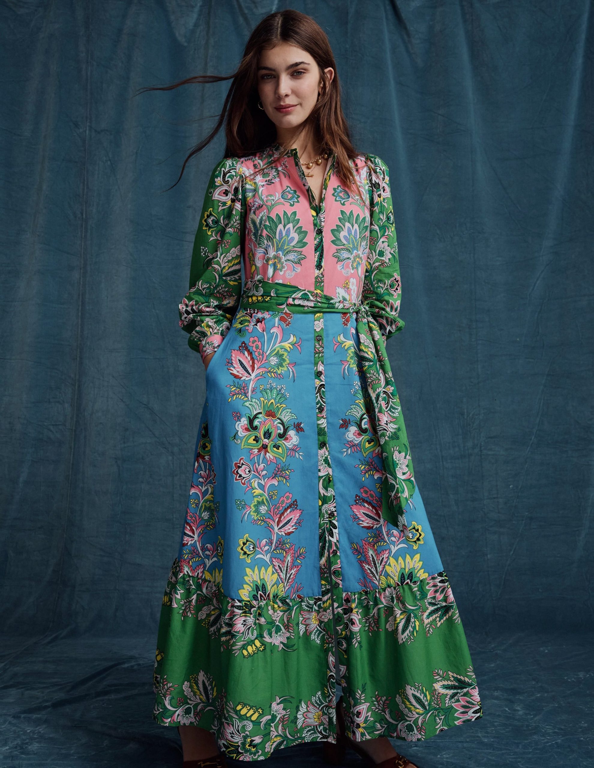 Mia Tiered Shirt Dress-Multi. Botanica Terrace - Image 2