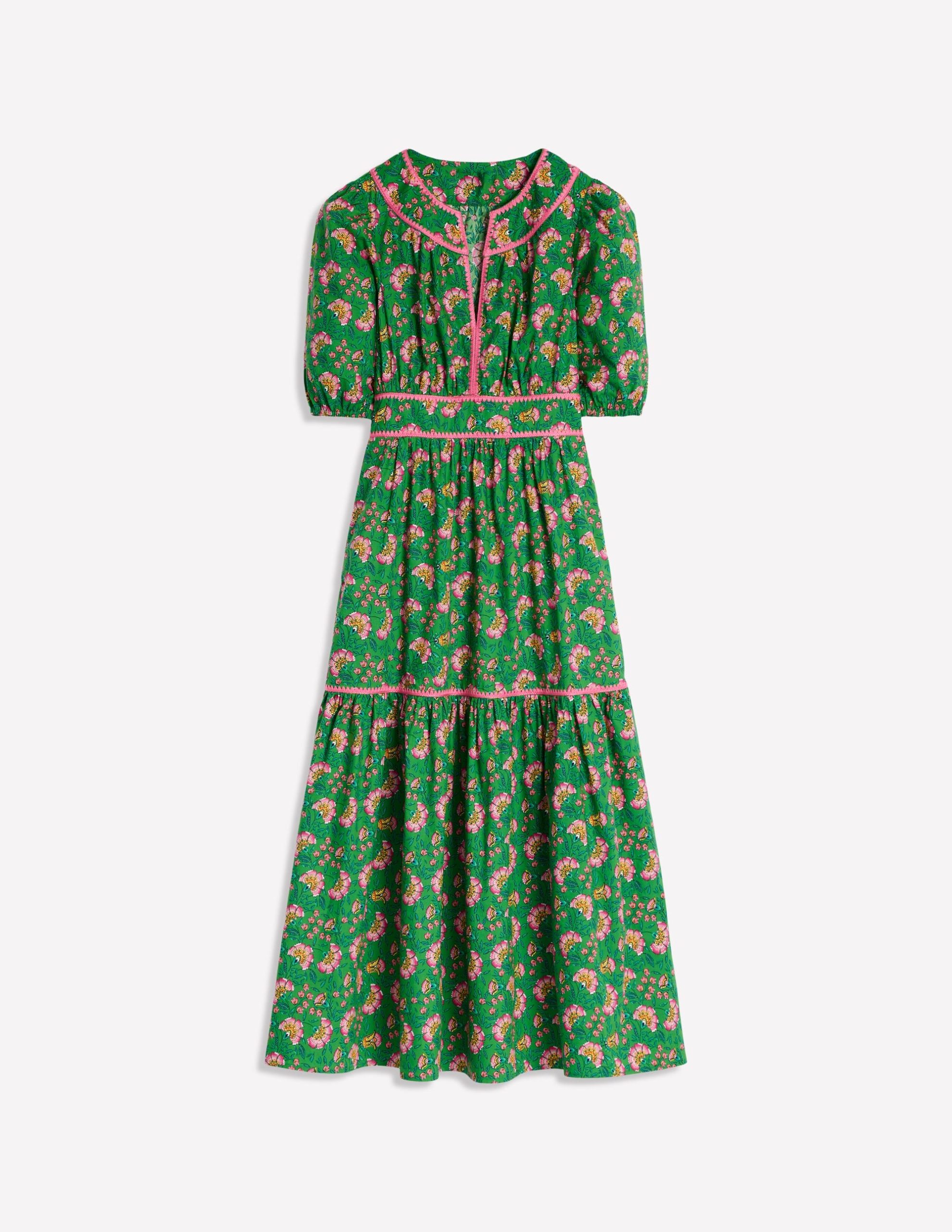 Rhea Embroidered Midi Dress-Green. Decorative Vine - Image 7