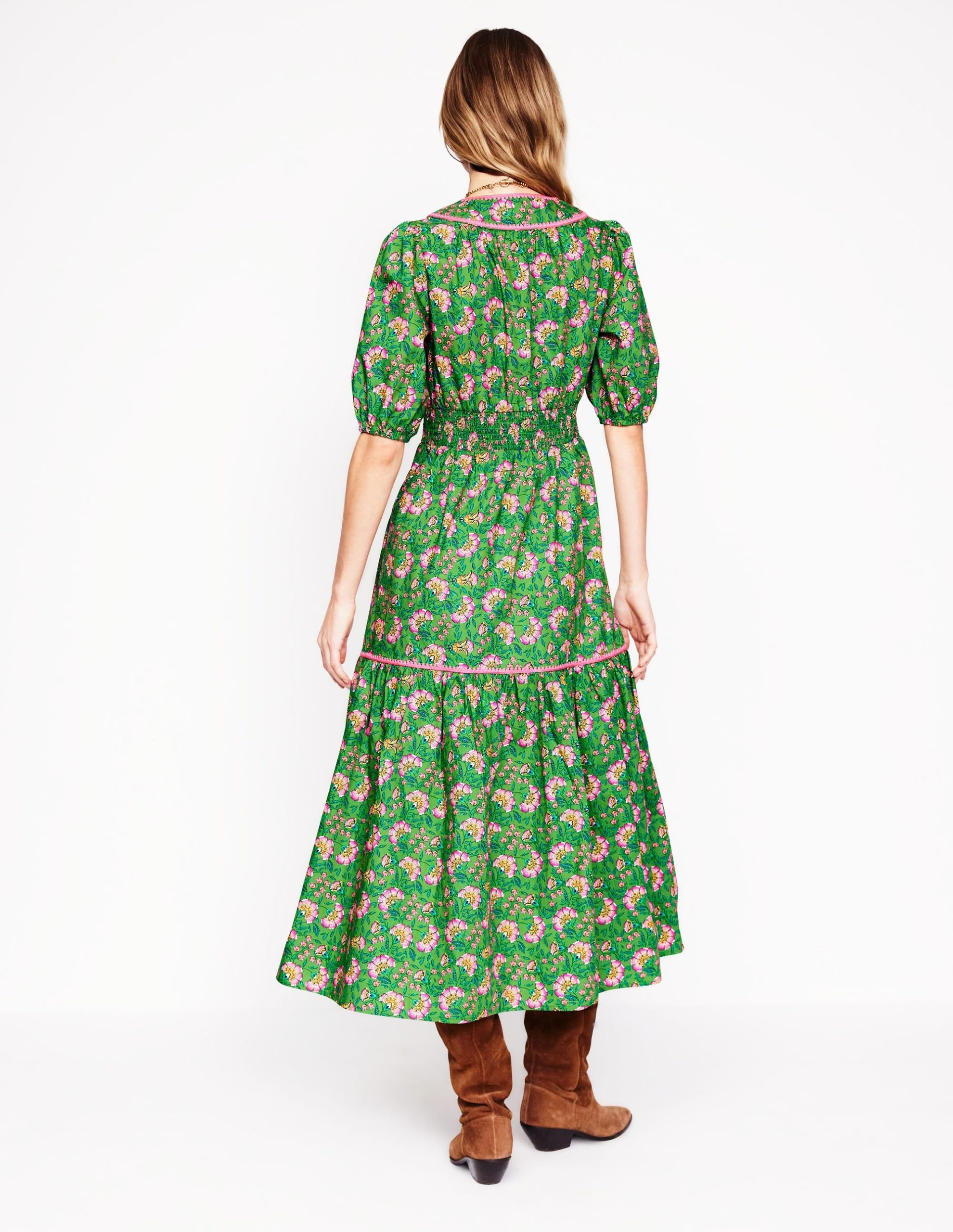 Rhea Embroidered Midi Dress-Green. Decorative Vine - Image 4