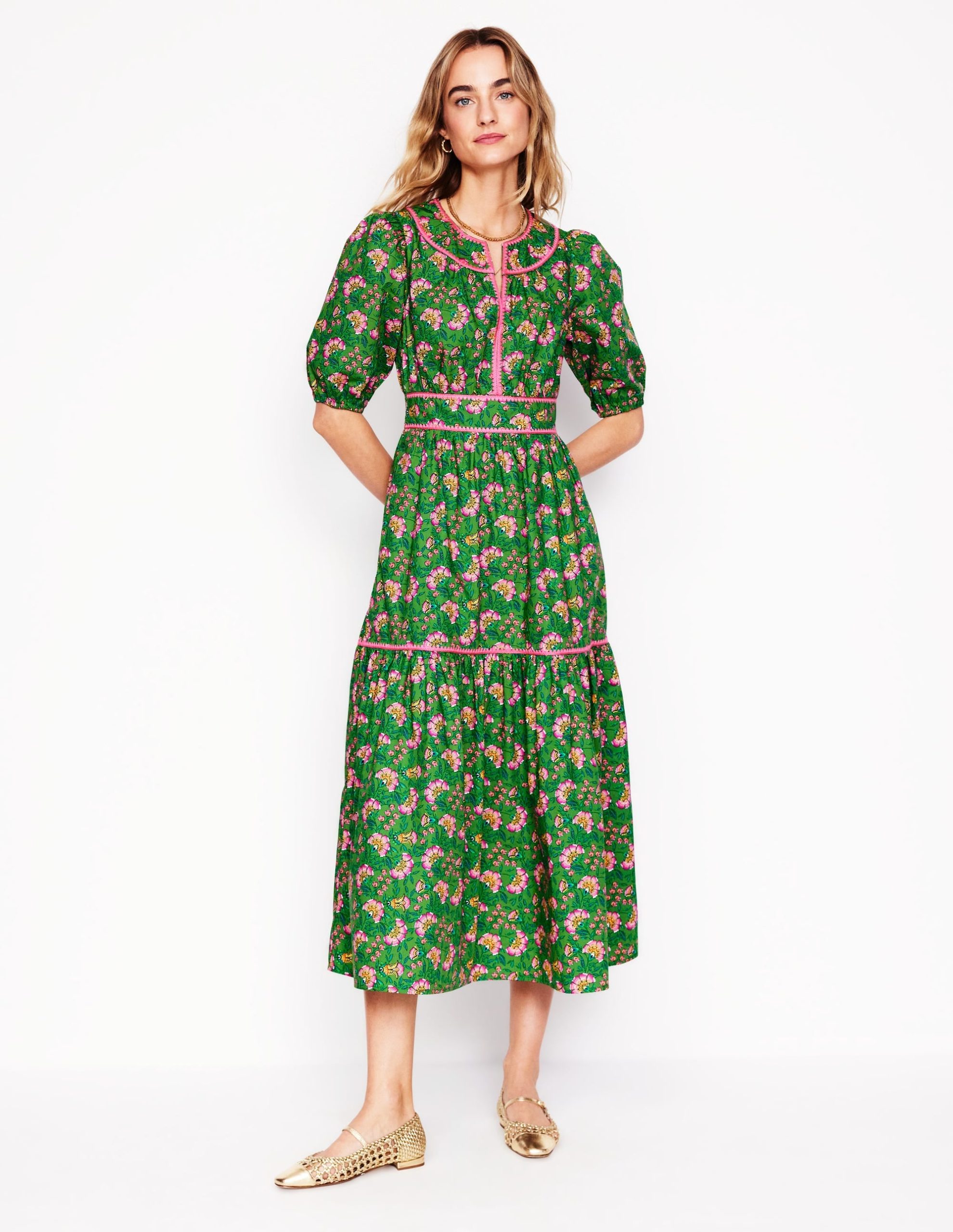 Rhea Embroidered Midi Dress-Green. Decorative Vine - Image 6