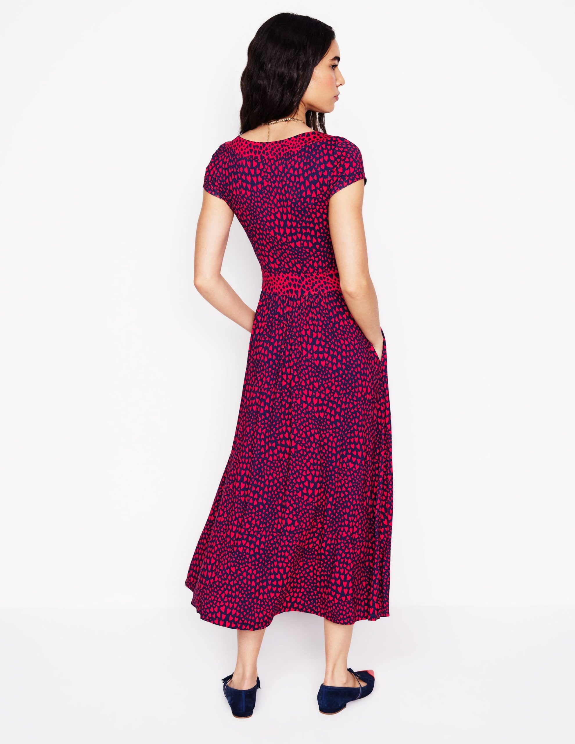 Melanie Jersey Midi Dress-French Navy. Heart Cluster - Image 3