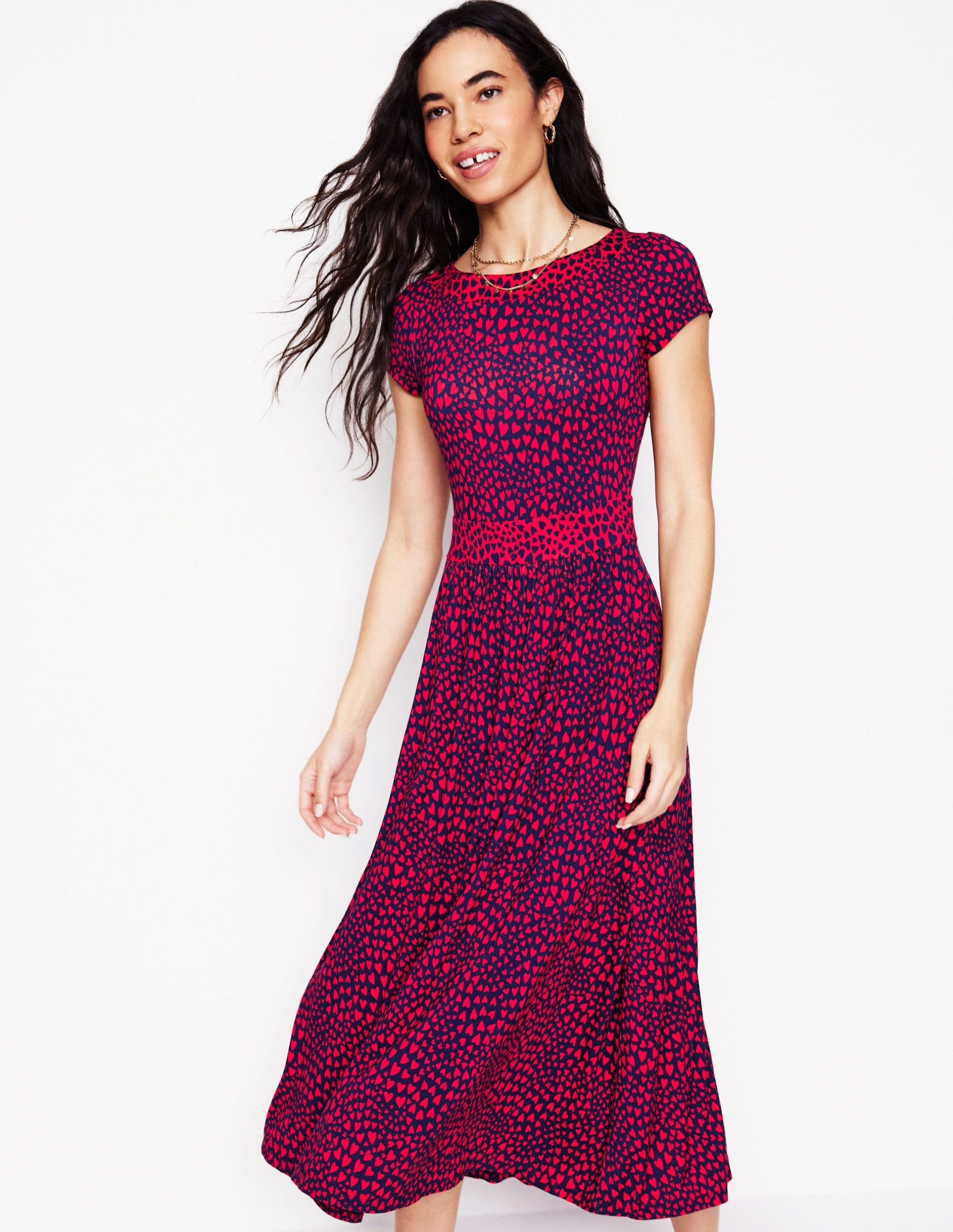 Melanie Jersey Midi Dress-French Navy. Heart Cluster - Image 4