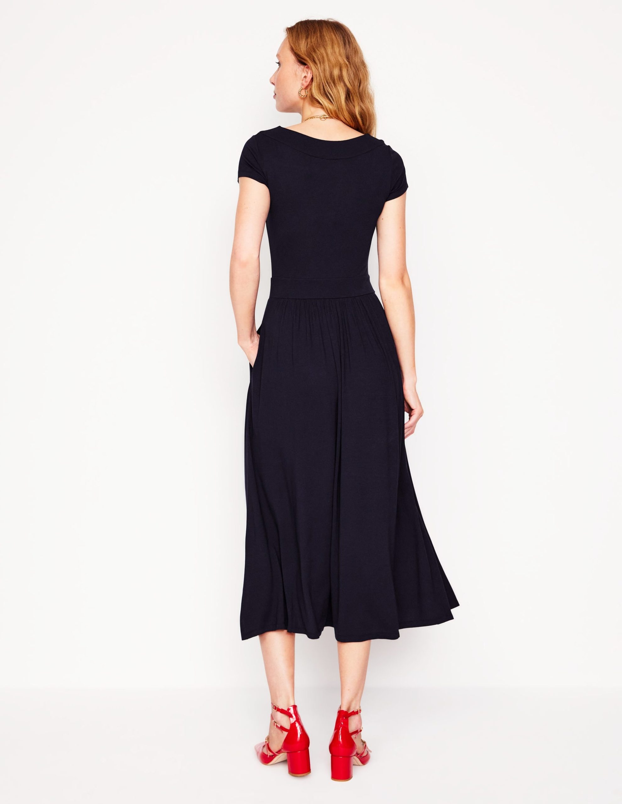 Melanie Jersey Midi Dress-Navy - Image 3