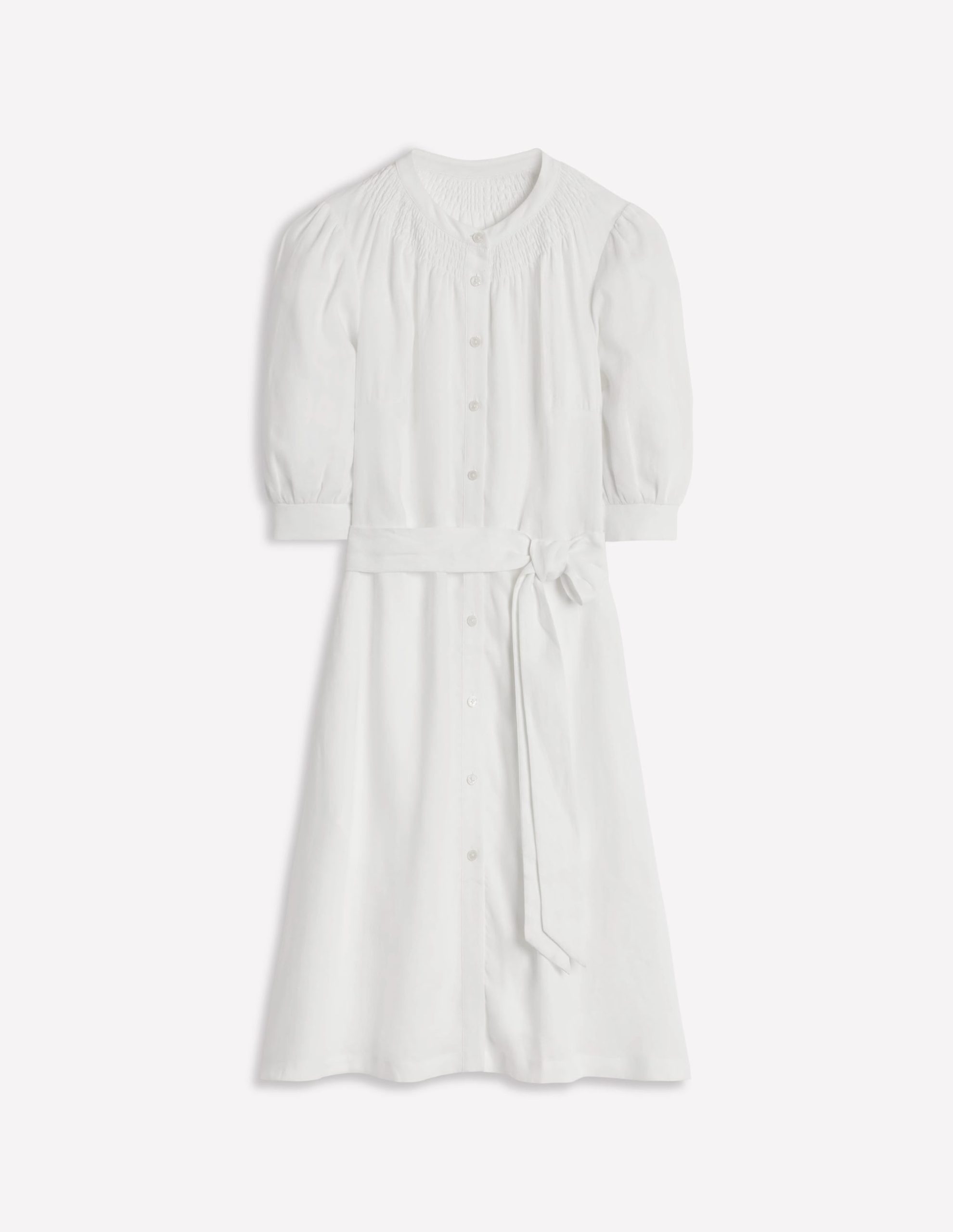 Ada Linen Short Dress-White - Image 5