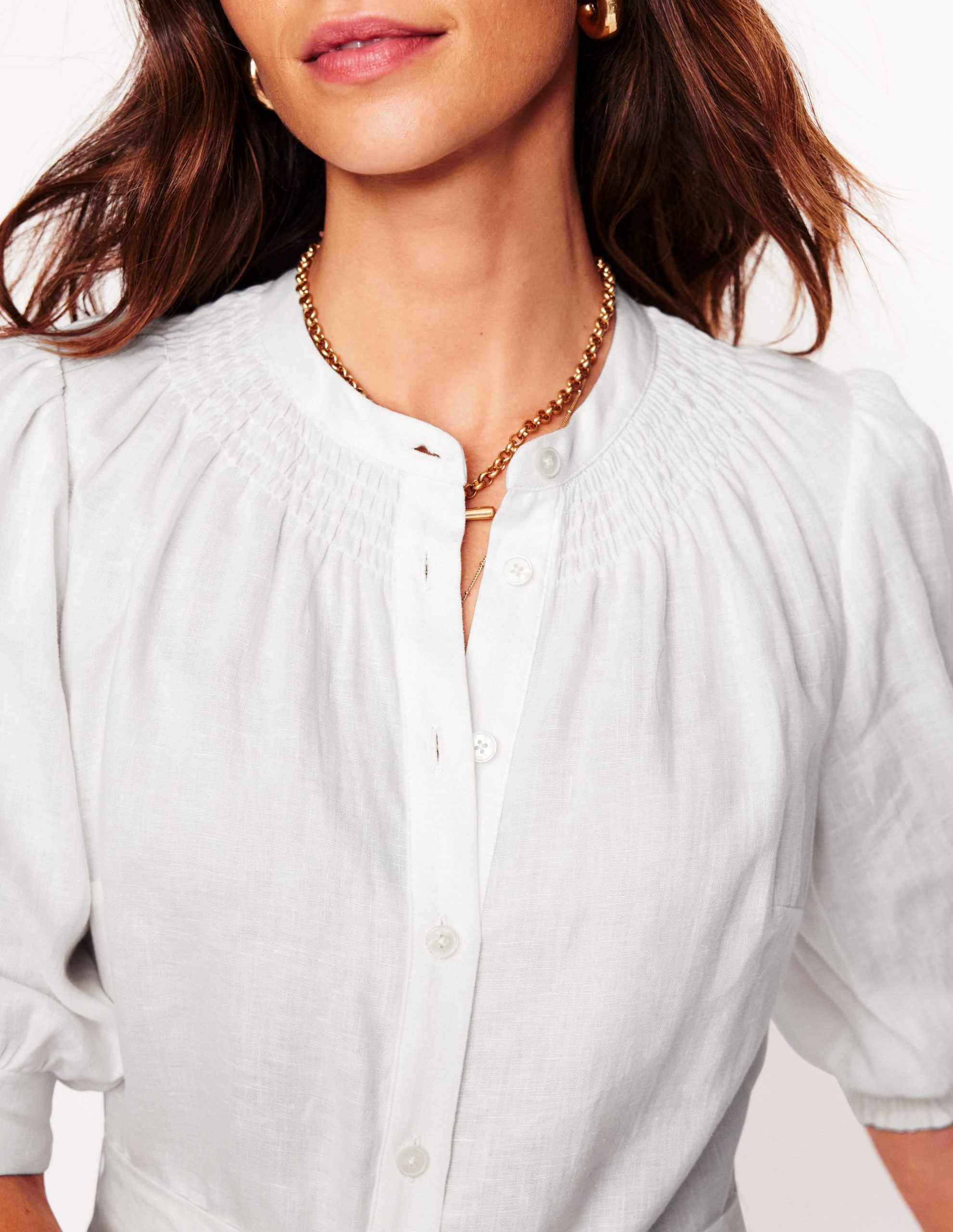 Ada Linen Short Dress-White - Image 2