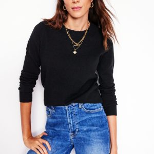 Eva Cashmere Crew Neck Sweater-Black
