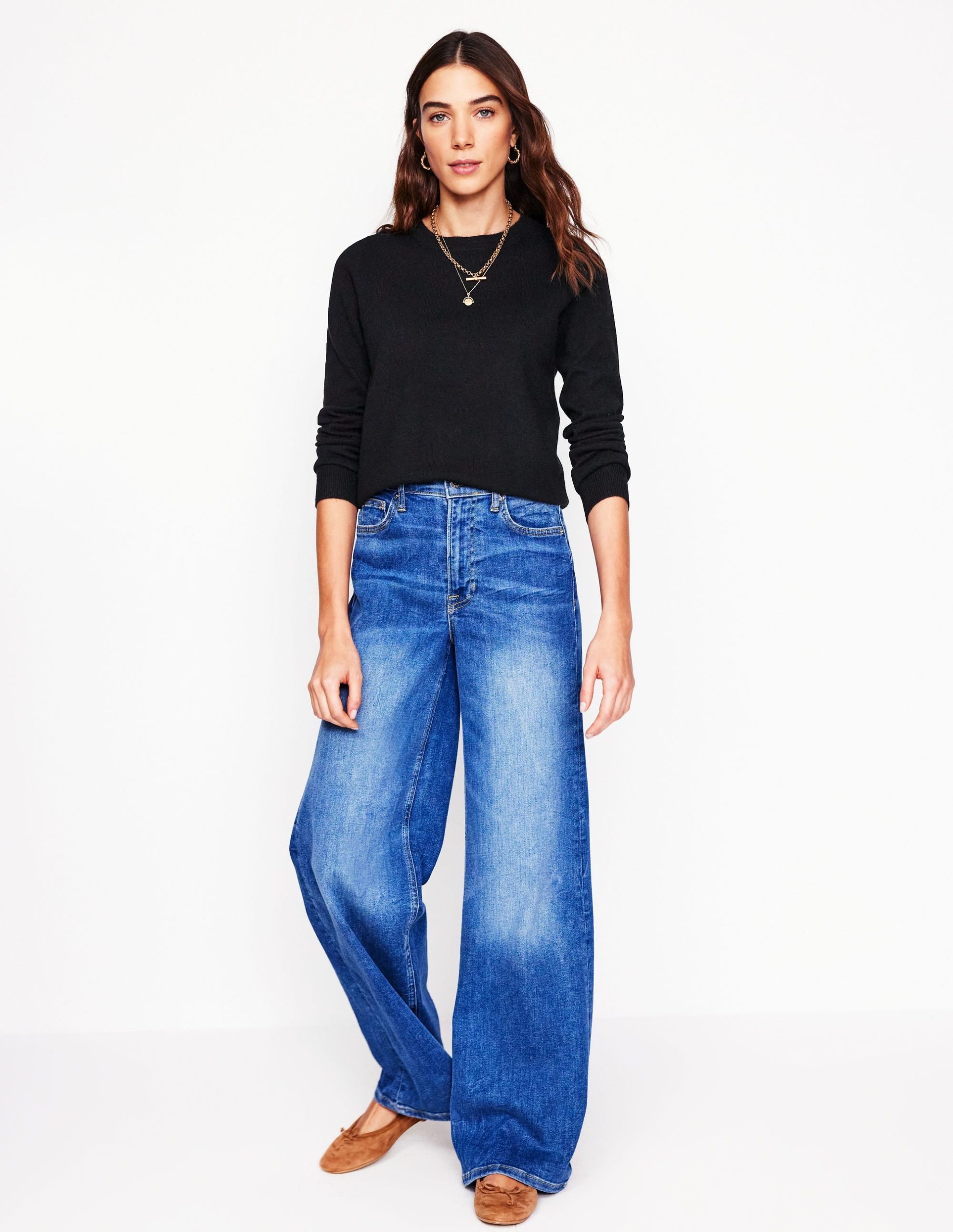 Eva Cashmere Crew Neck Sweater-Black - Image 4