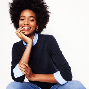 Eva Cashmere Crew Neck Sweater-Navy