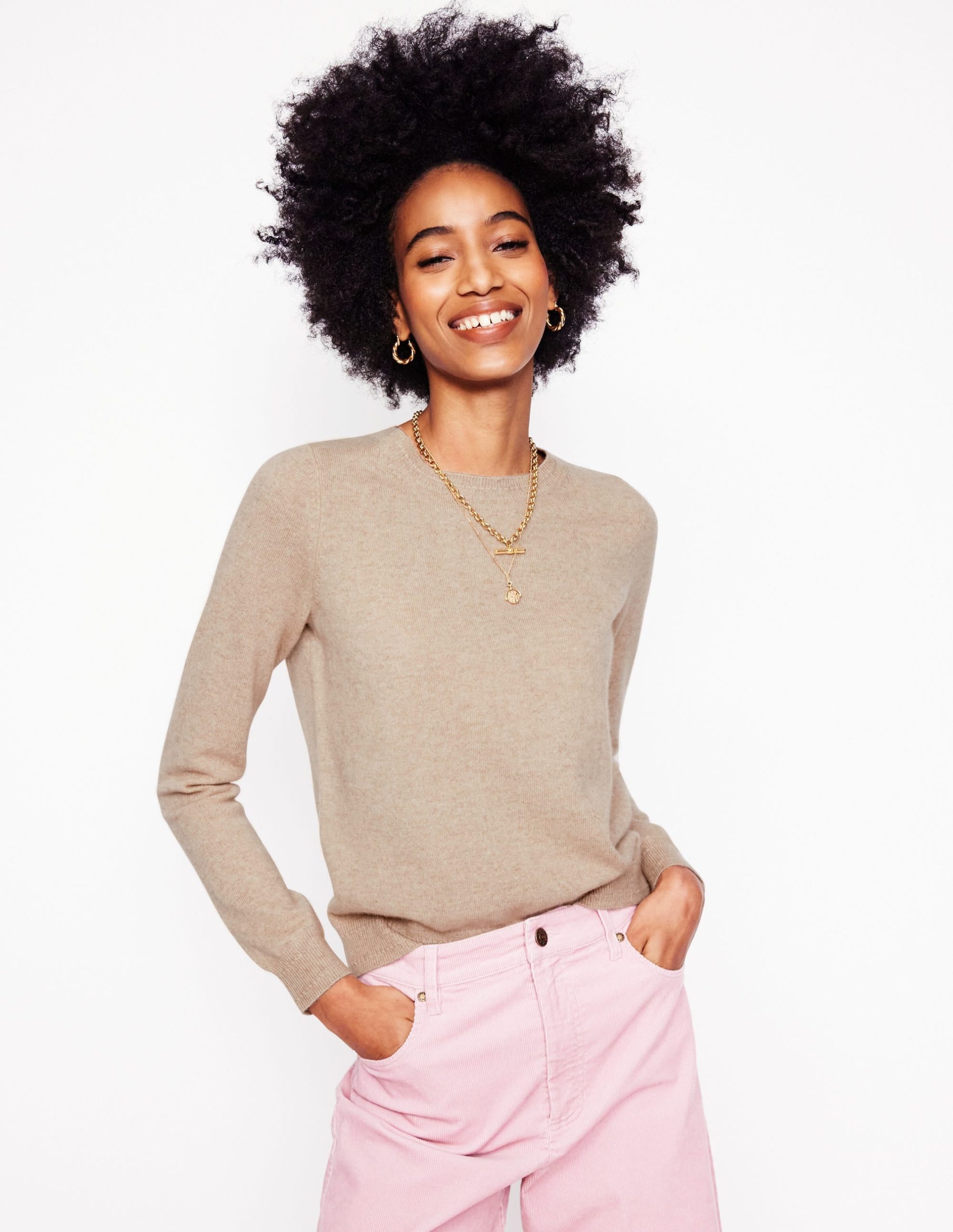 Eva Cashmere V-Neck Sweater-Chinchilla Melange