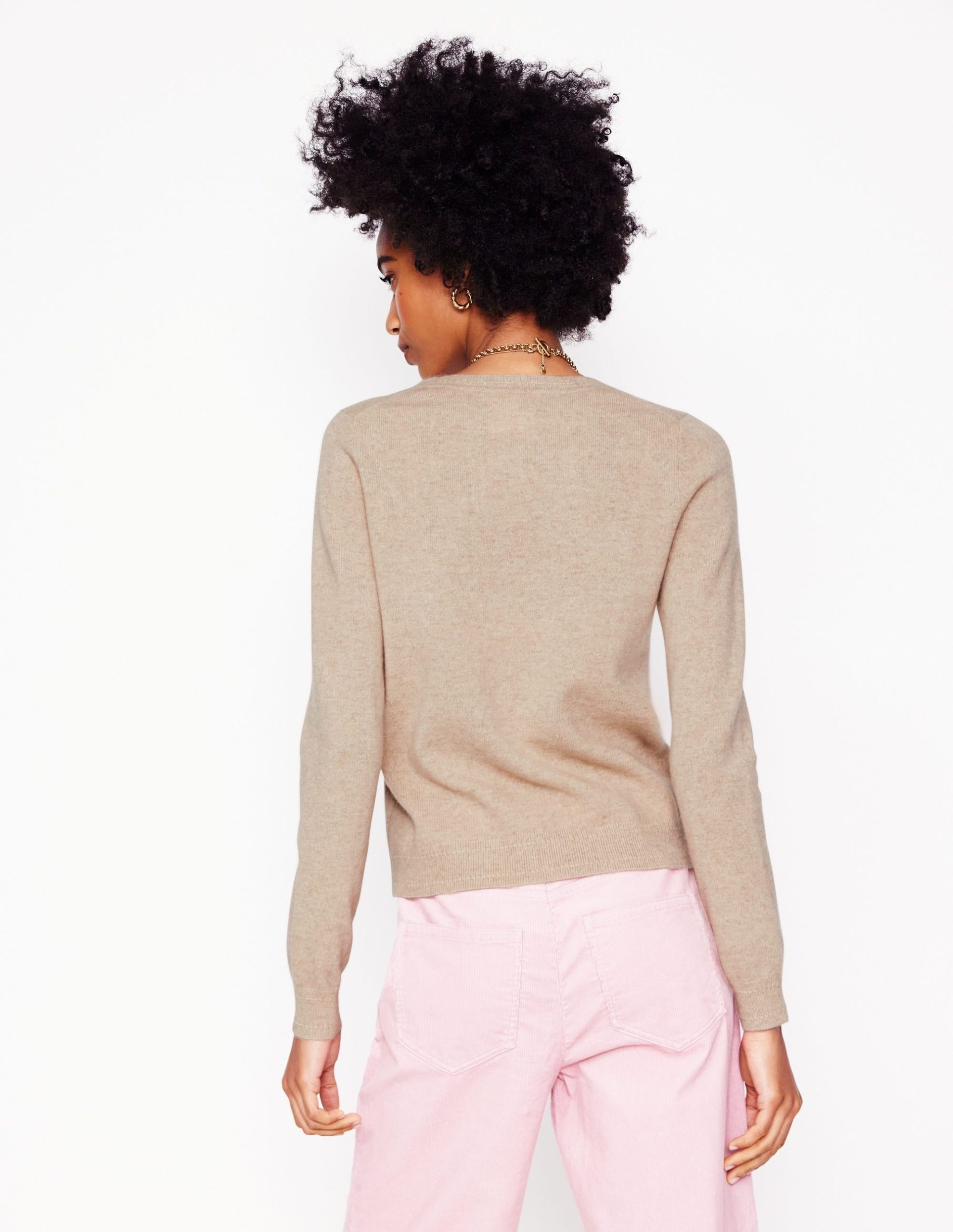 Eva Cashmere V-Neck Sweater-Chinchilla Melange - Image 2