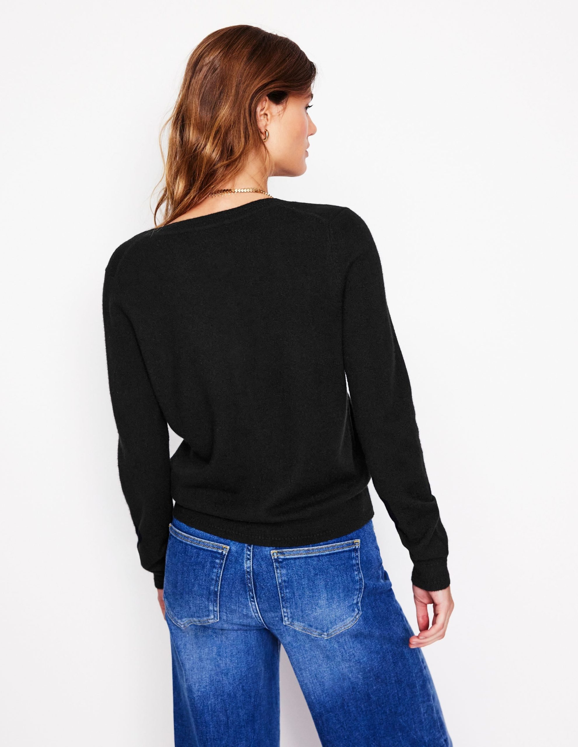 Eva Cashmere Crew Cardigan-Black - Image 3